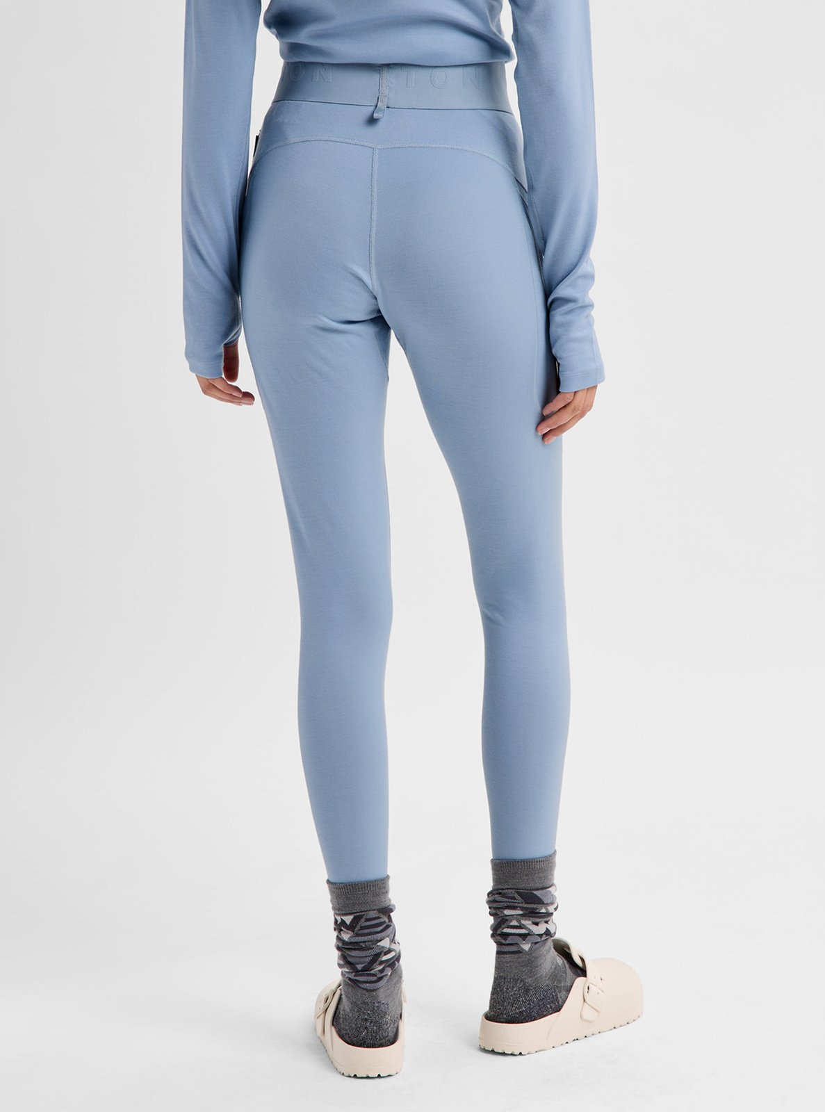 Womens Merino Blend Midweight Base Layer Pants Airstream Blue - Image 3