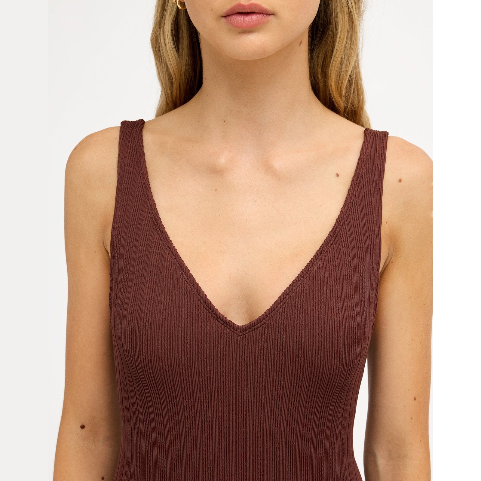 Womens Love V Neck One Piece Swimsuit Java - Image 4