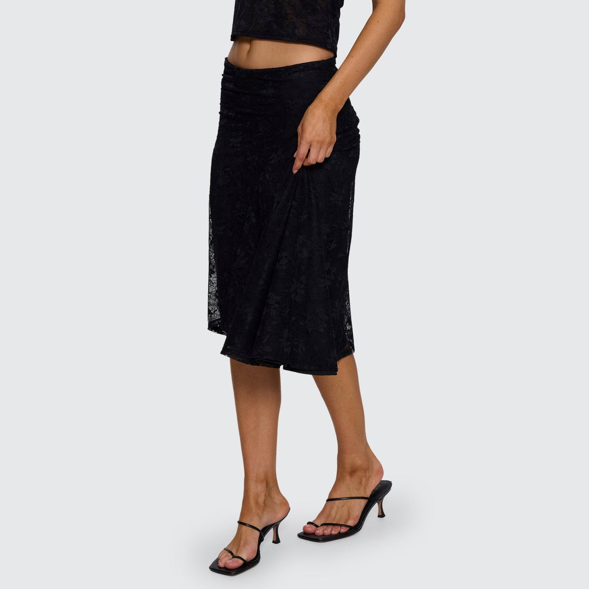 Womens Sienna Lace Midi Skirt Black - Image 4