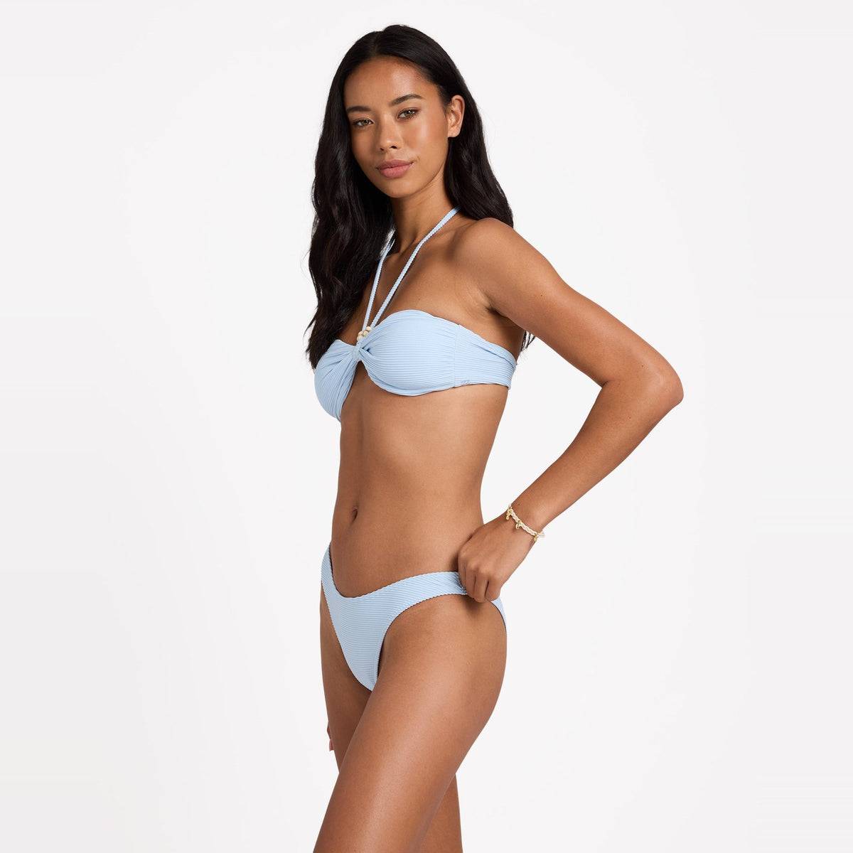 Womens Tanlines Halter Bandeau Bikini Top Cool Blue - Image 4