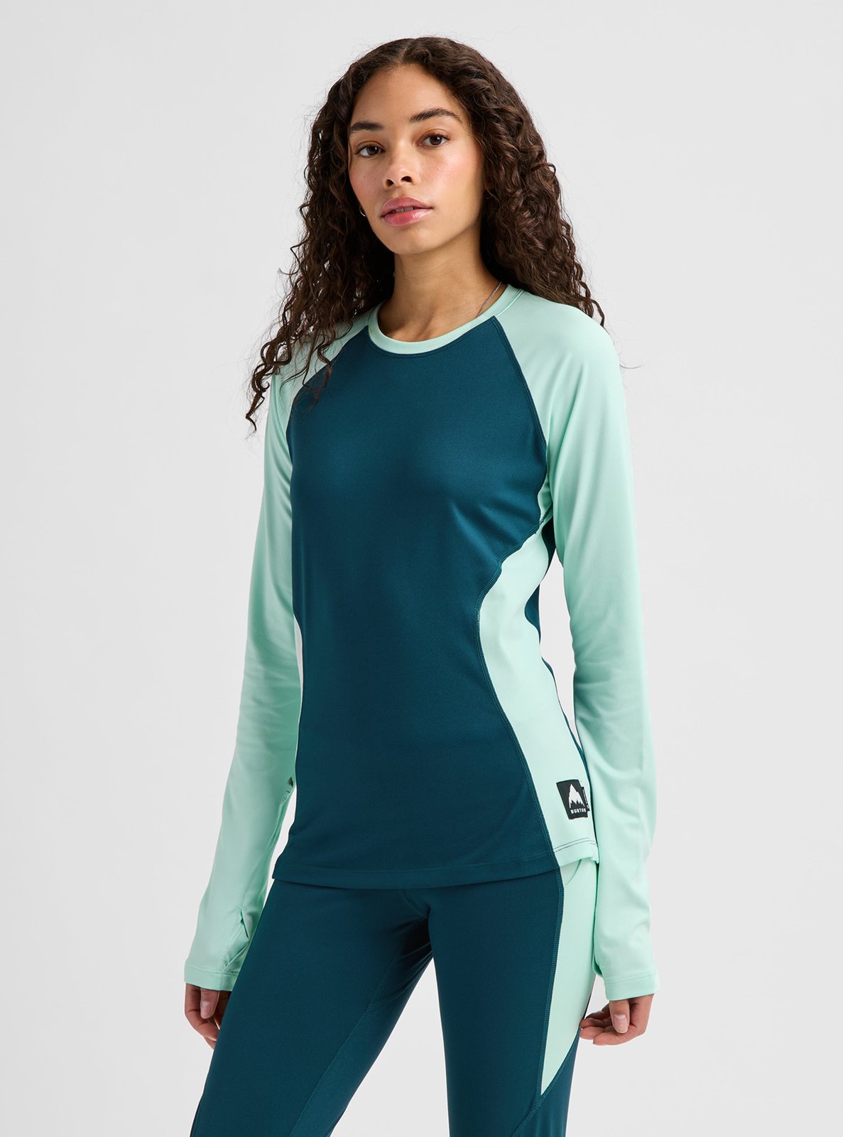 Womens Synthetic Midweight Base Layer Crew Atlantic Teal/Spring Frost - Image 4