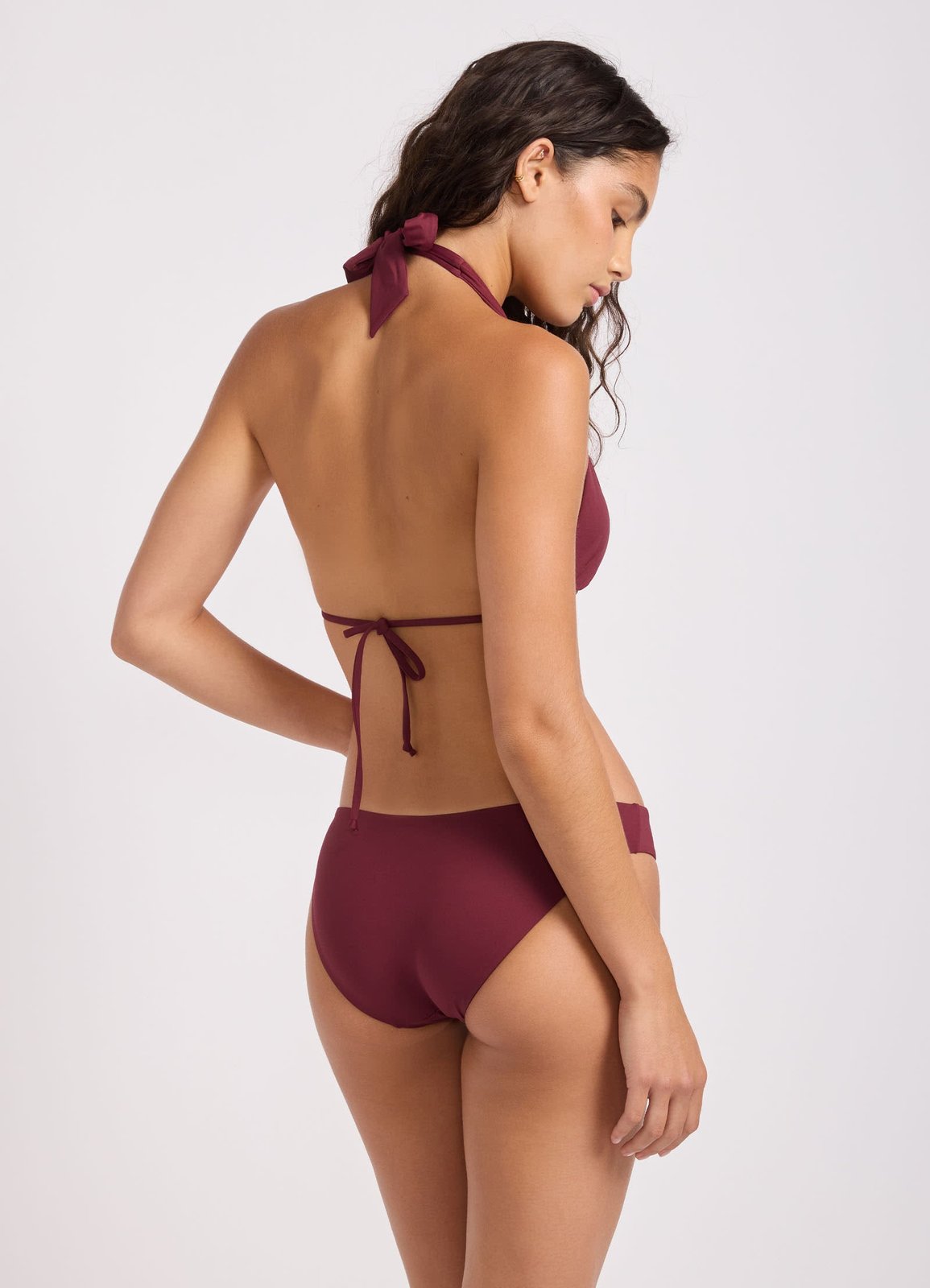 Collective Multi Fit Longline Triangle Bikini Top Dark Burgundy - Image 4