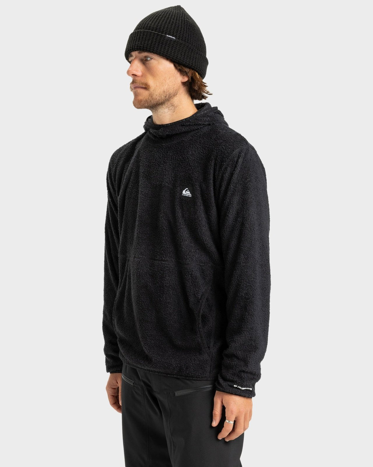Mens Warm Up Pullover Hoodie Black - Image 4