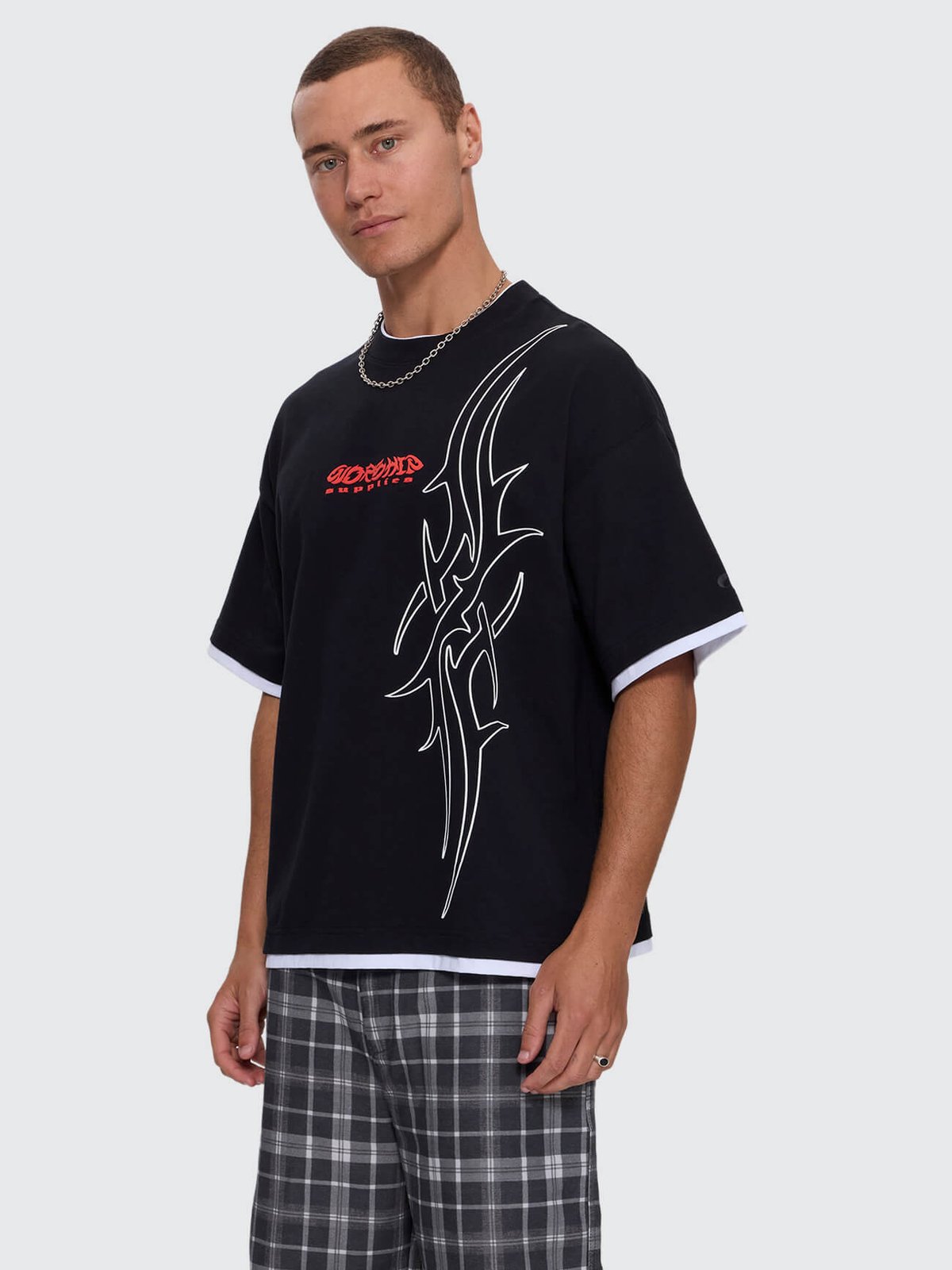 Pitted Box Crop Layer Tee Black - Image 4