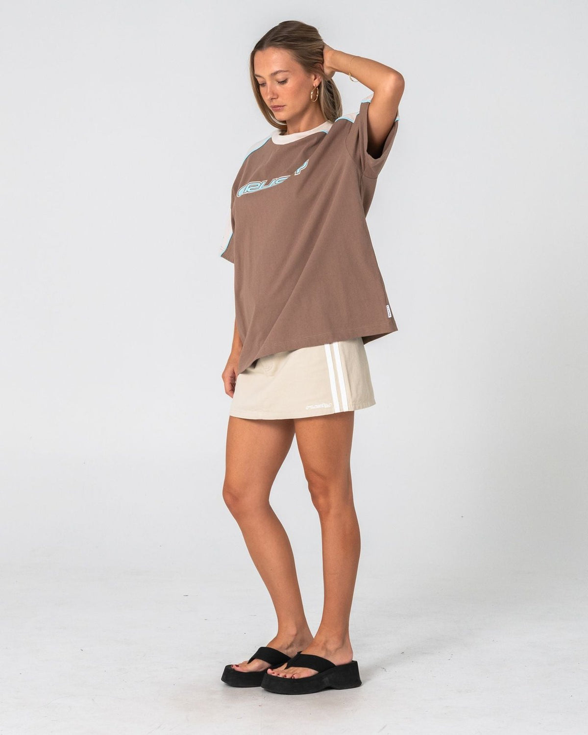 Timmy Target 220 Oversized Tee Mushroom / Aqua - Image 4