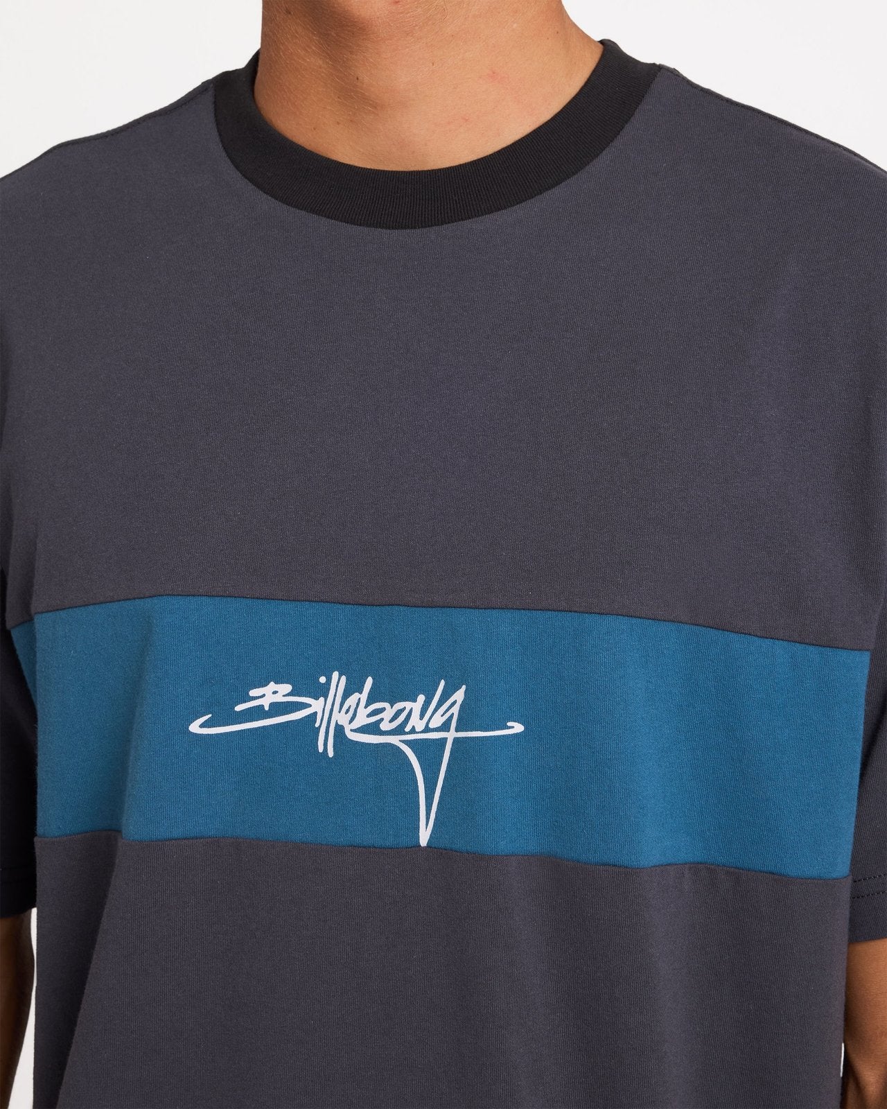 Mens Panel T-Shirt Aged Indigo - Image 4