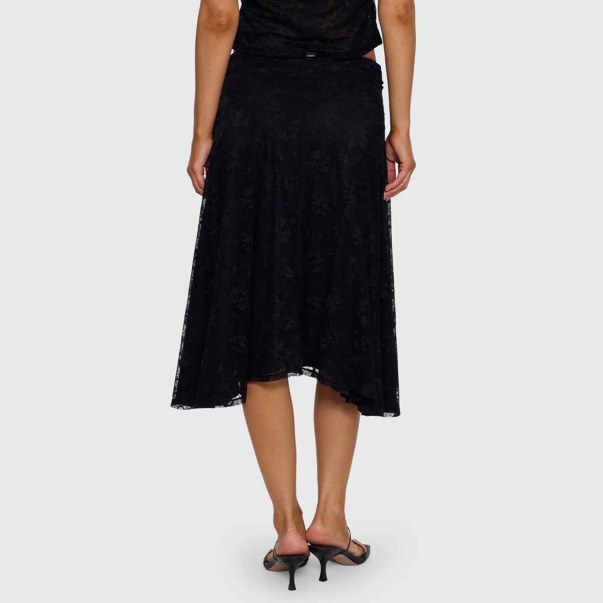 Womens Sienna Lace Midi Skirt Black - Image 5