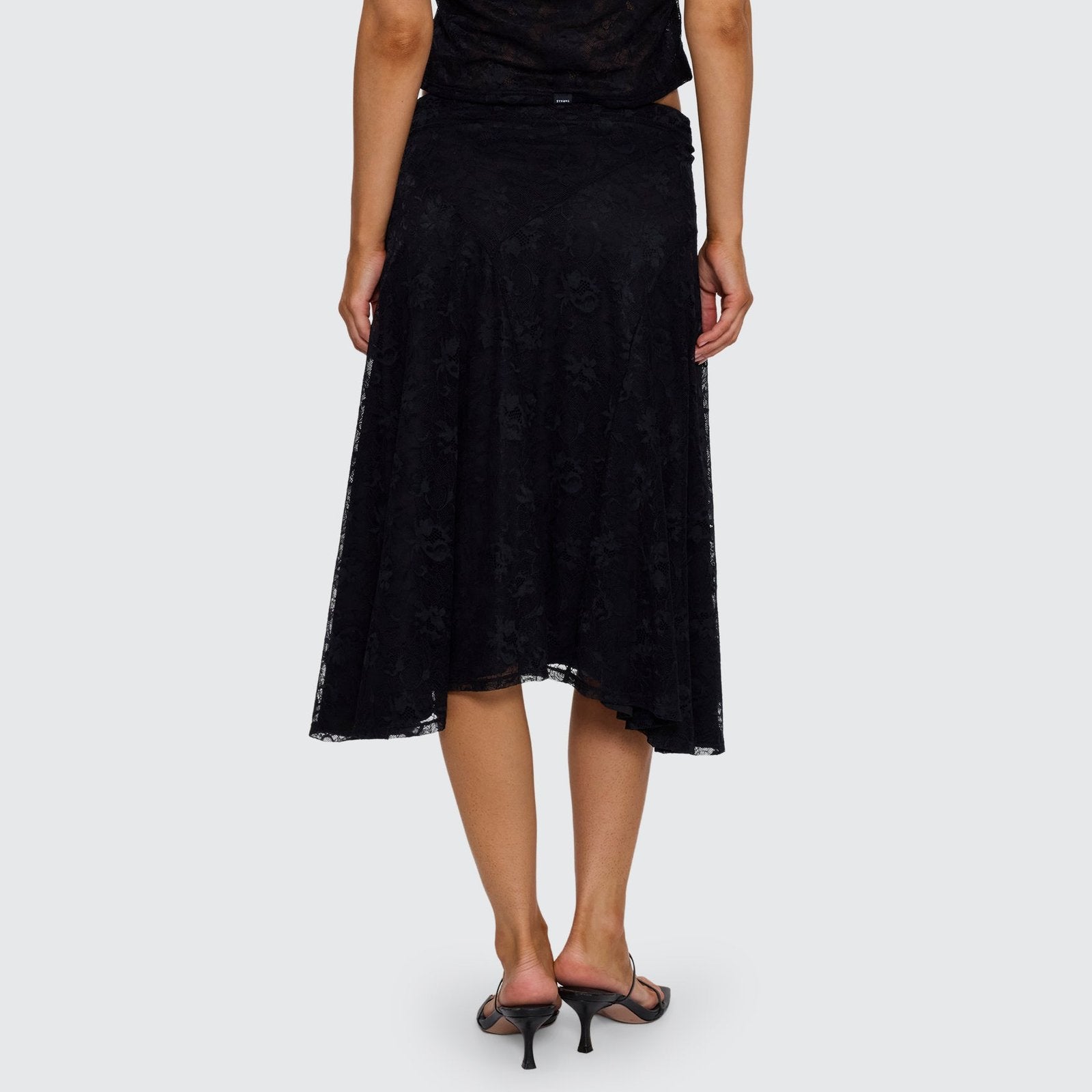 Womens Sienna Lace Midi Skirt Black - Image 5