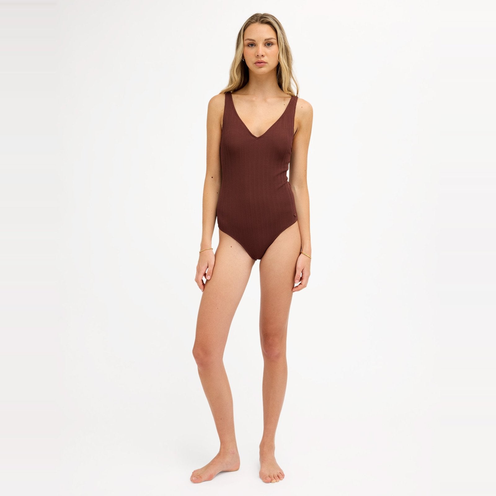Womens Love V Neck One Piece Swimsuit Java - Image 5