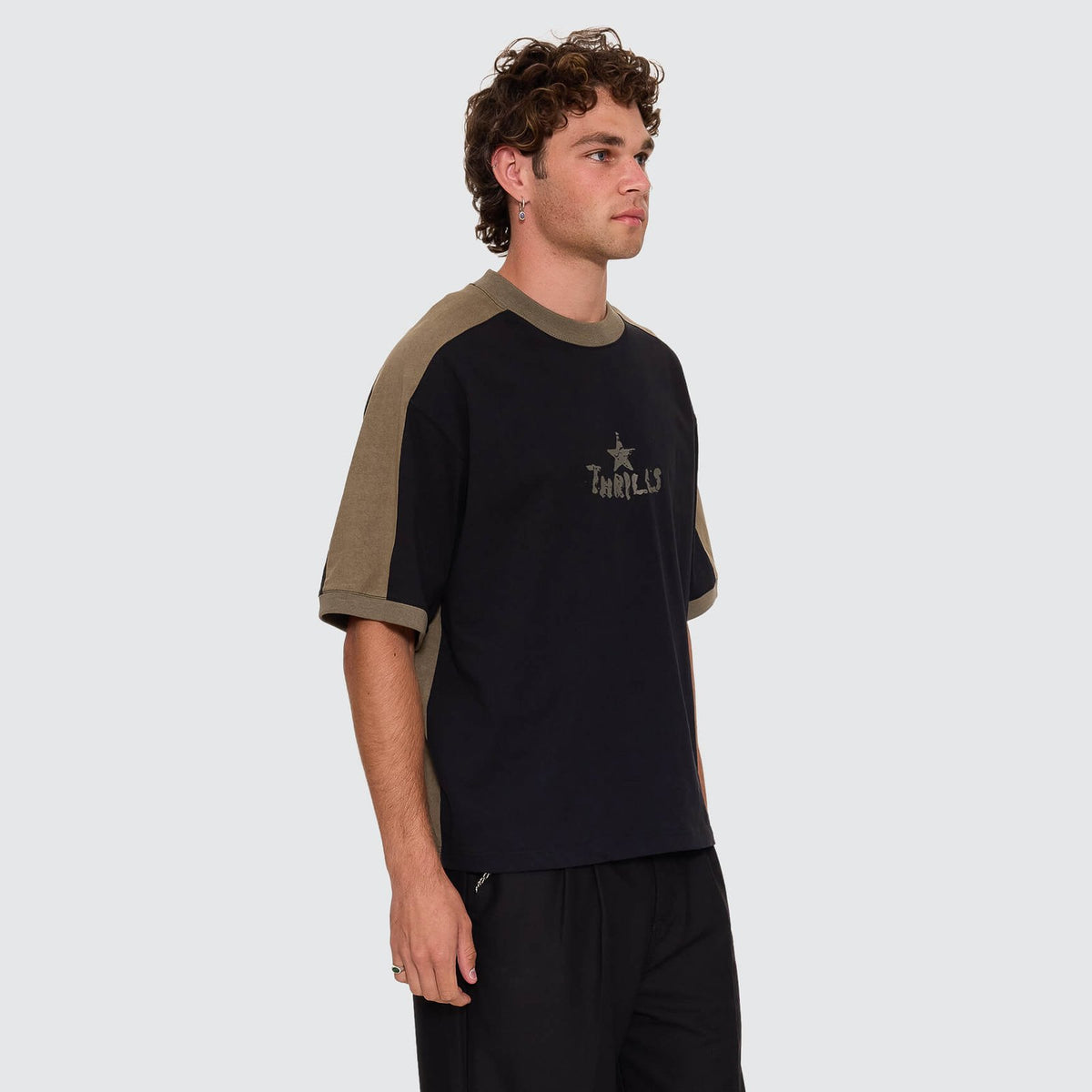 New Ways Of Living Box Crop Panel Tee Black - Image 5