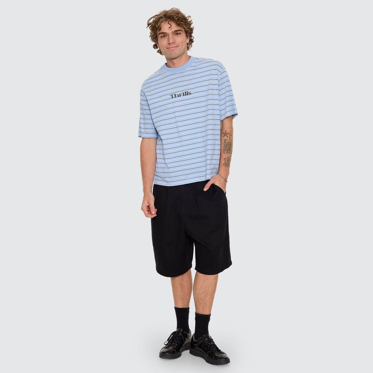 Flowers Of Tomorrow Stripe Box Crop Tee Placid Blue - Image 5