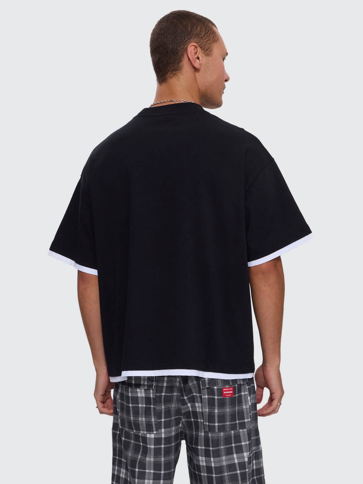 Pitted Box Crop Layer Tee Black - Image 5