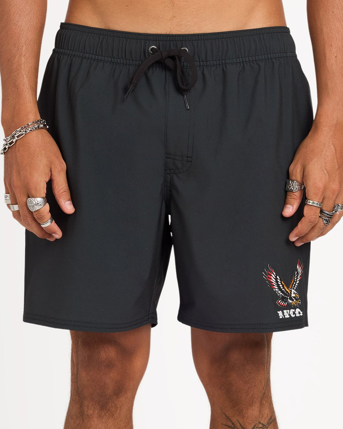 Mens Trad Eagle Boardshorts Pirate Black - Image 5