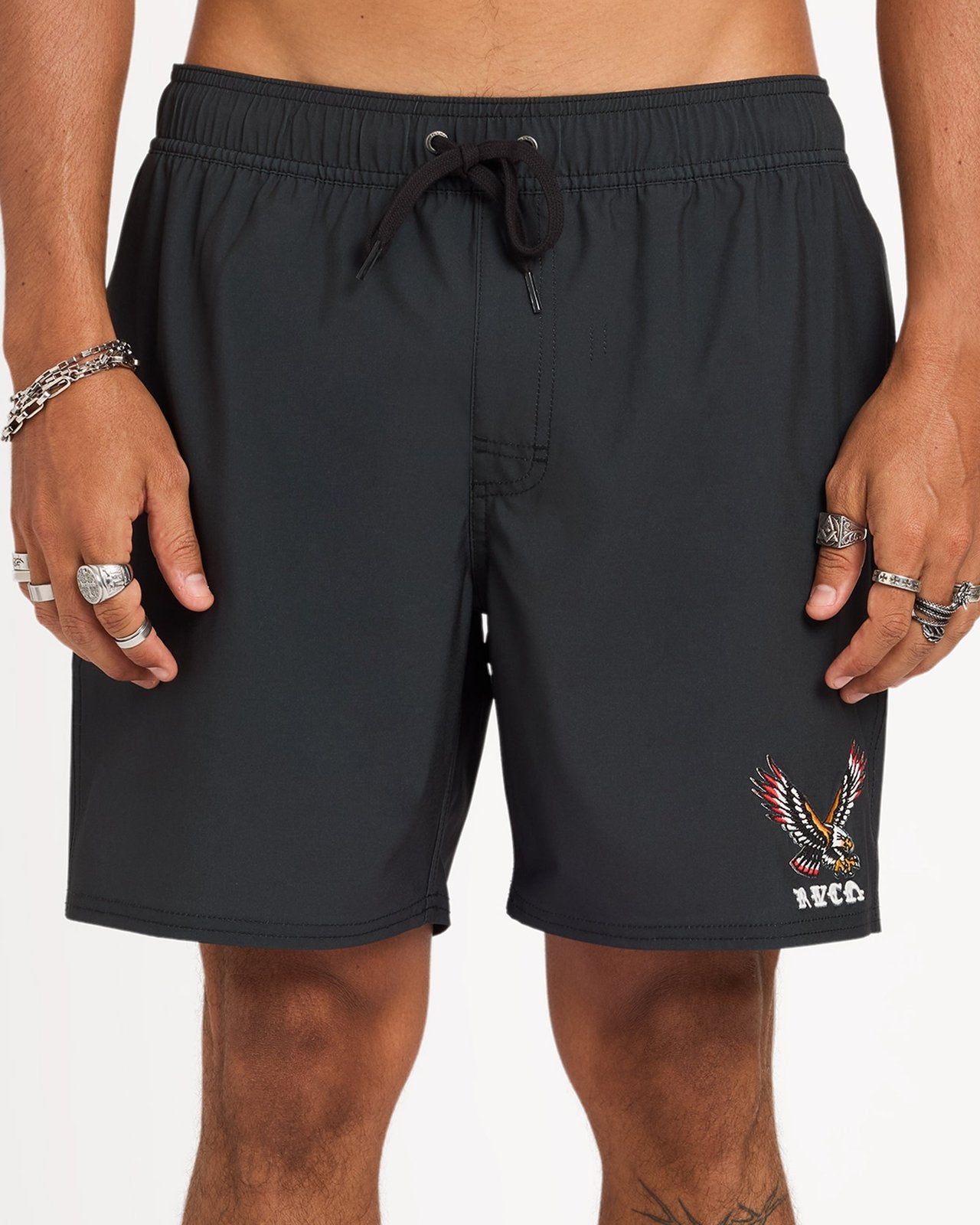 Mens Trad Eagle Boardshorts Pirate Black - Image 5