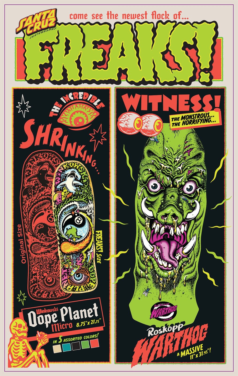 8.75In Erick Winkowski Dope Planet Micro Freaks Skateboard Deck - - Image 5