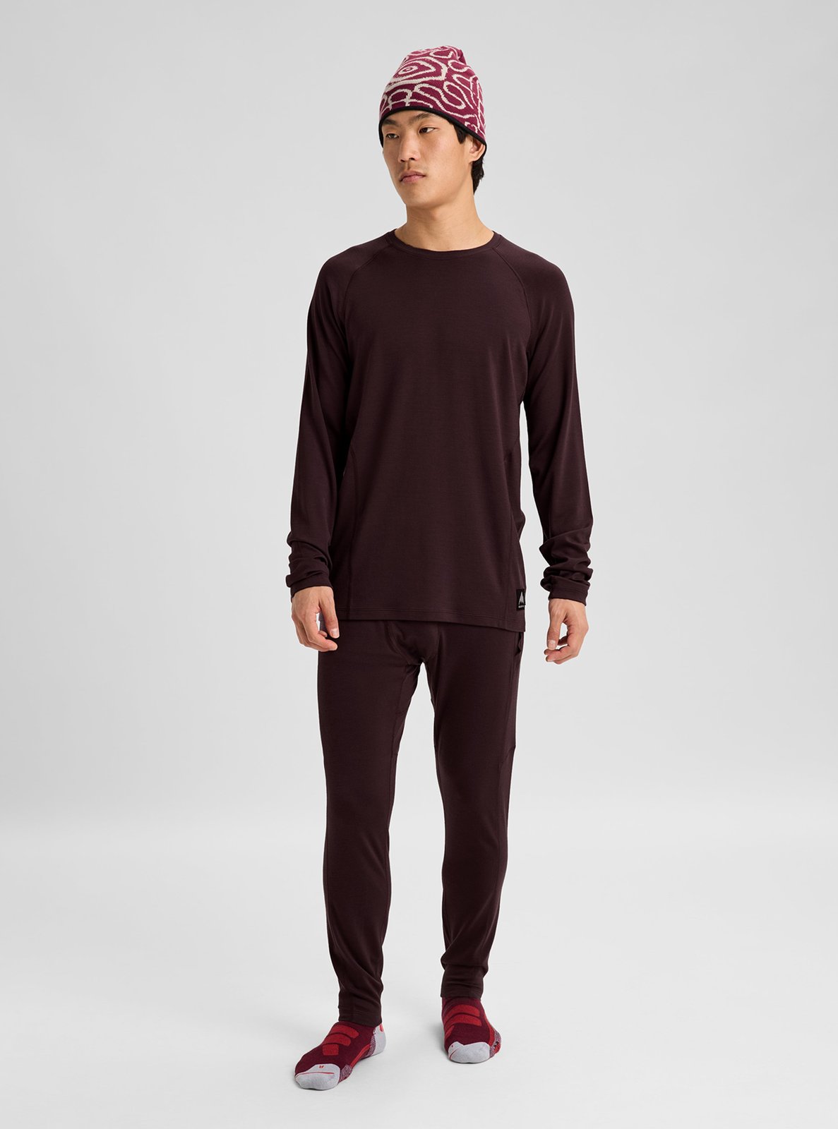 Mens Merino Blend Midweight Base Layer Crew Bear Hug Brown - Image 5