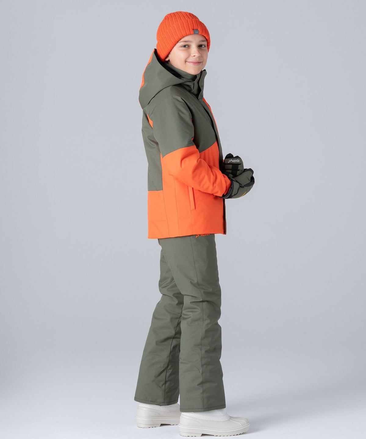Asymmetrical Bicolour Ski Suit Orange - Image 5