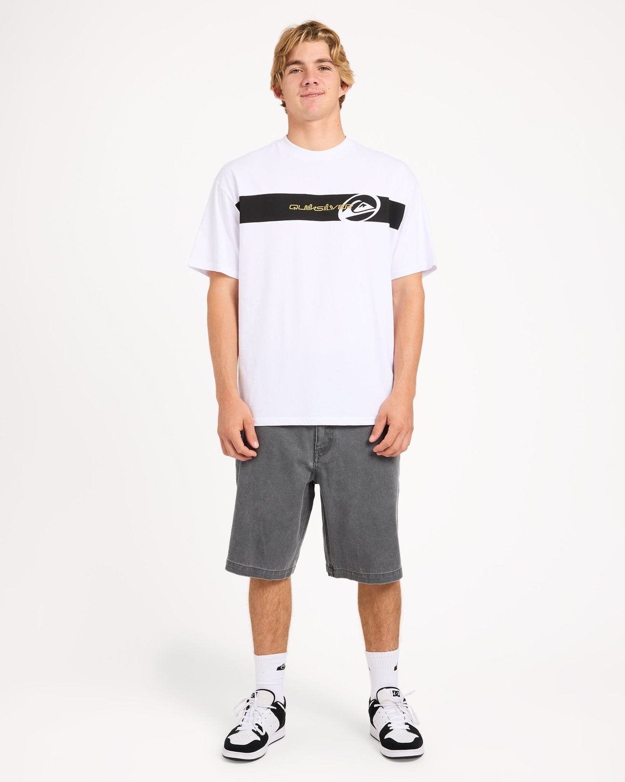 Mens Tilt Panel T-Shirt White - Image 5