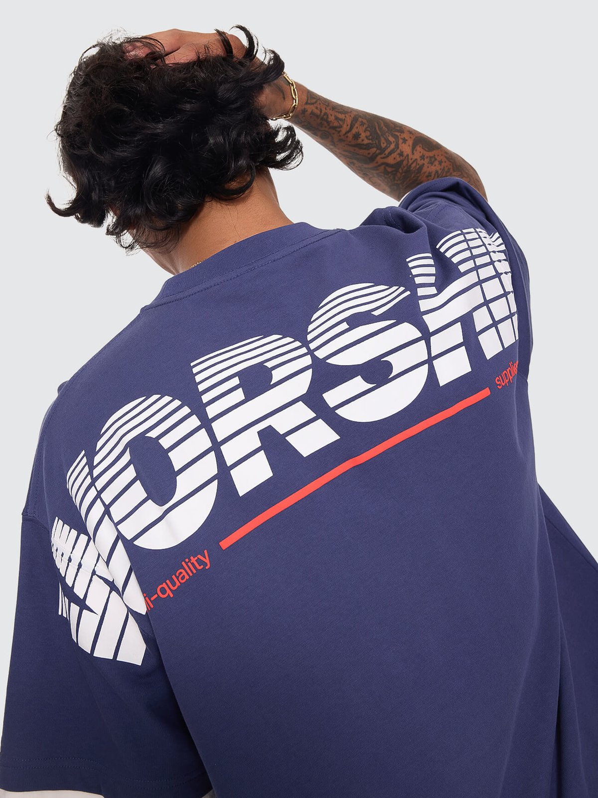 Half Court Box Crop Layer Tee Medieval Blue - Image 5