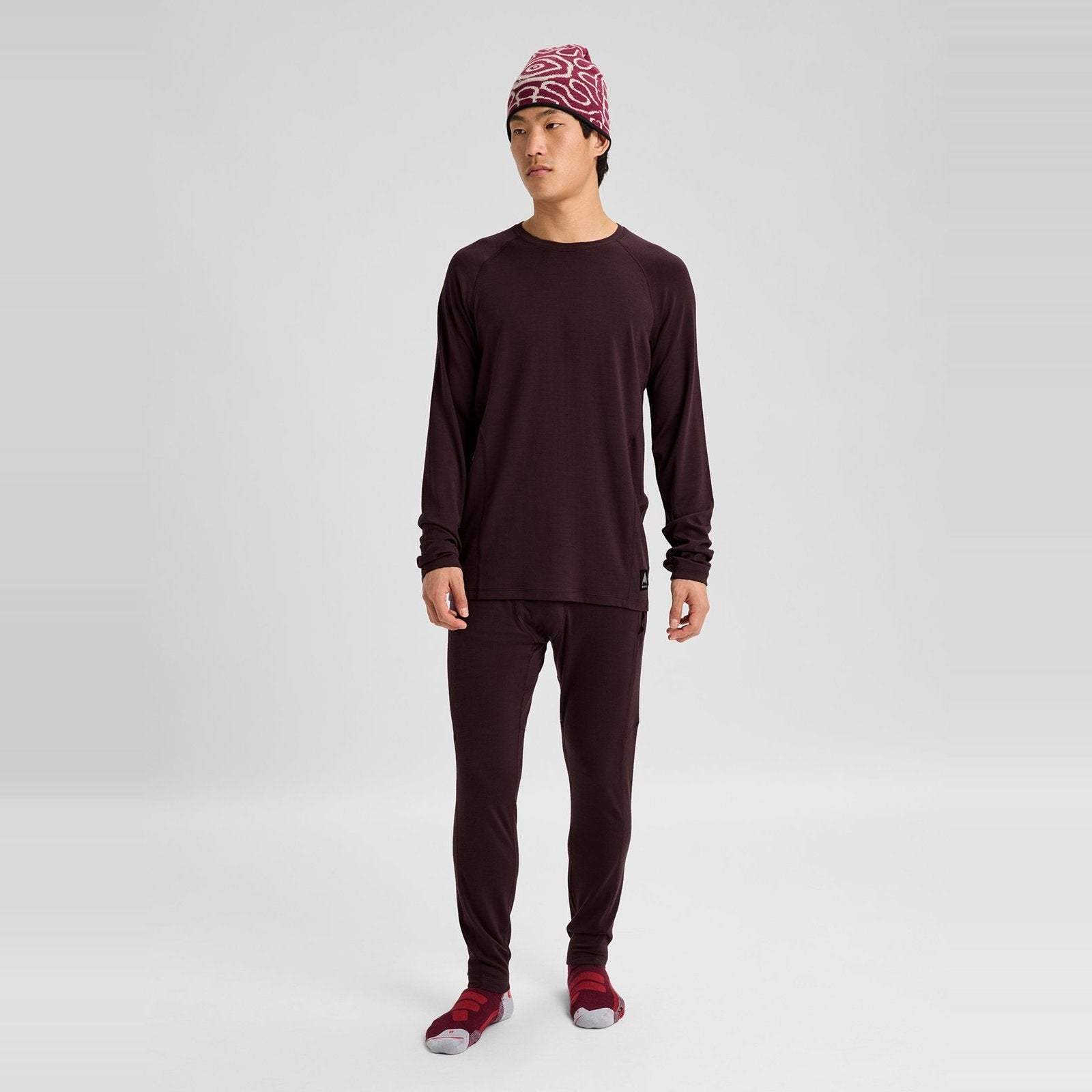 Mens Merino Blend Midweight Base Layer Crew Bear Hug Brown - Image 5