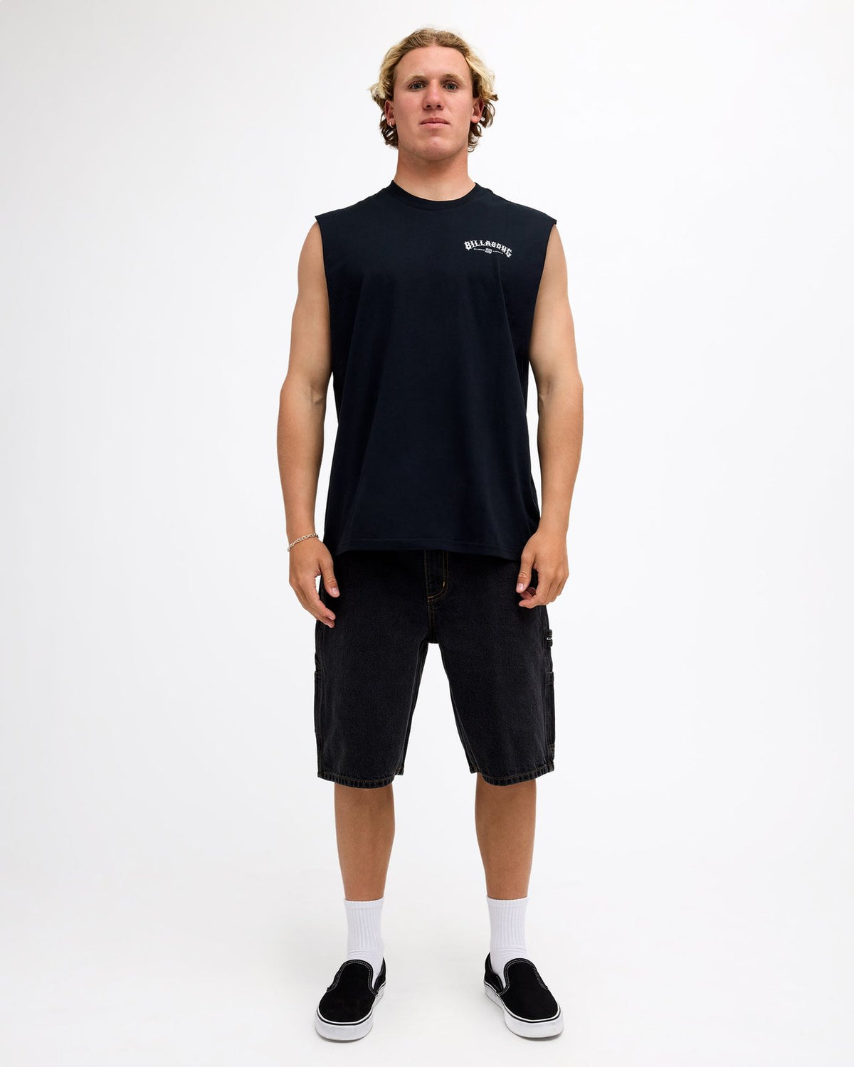Mens Chrome Arch Muscle Top Black - Image 5