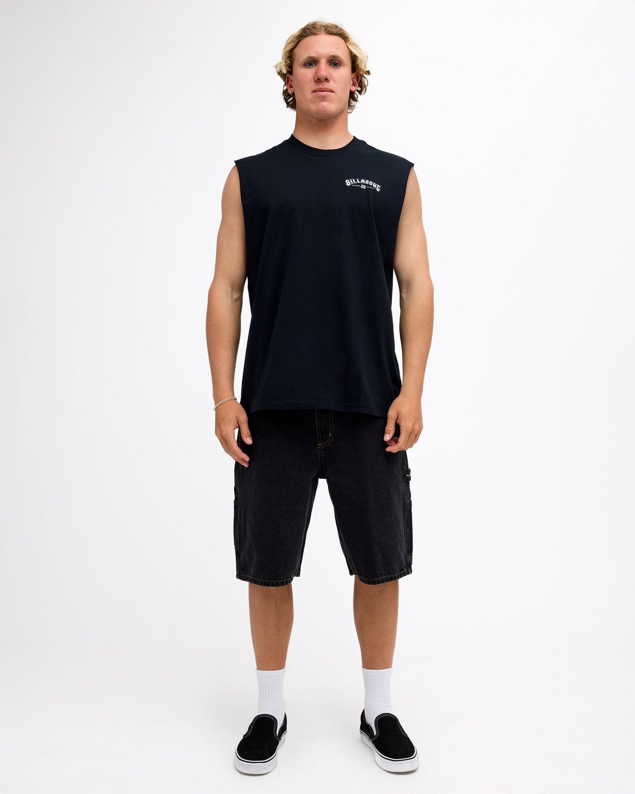 Mens Chrome Arch Muscle Top Black - Image 5