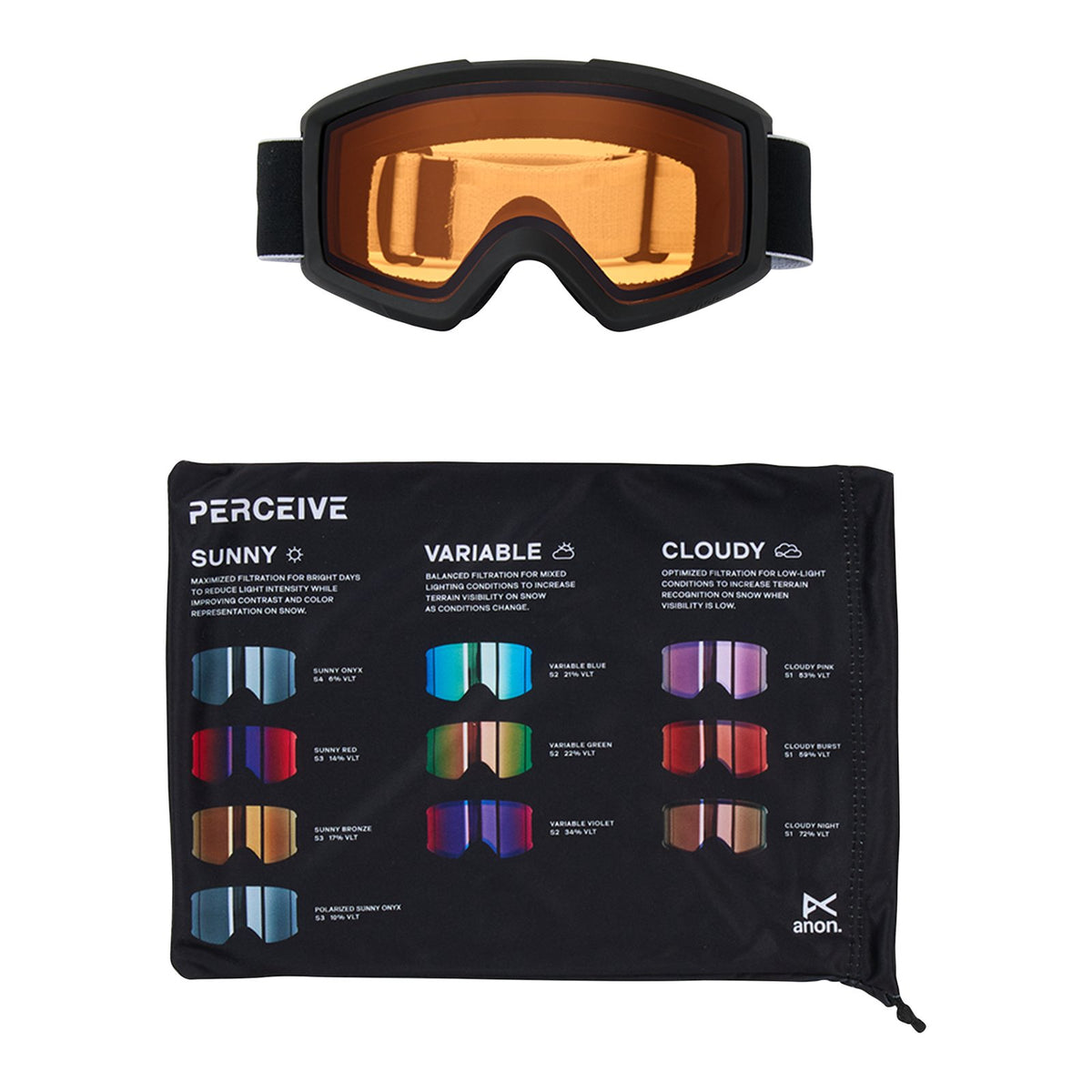 Helix 2.0 Low Bridge Fit Goggles (Non-Mirror) Black - Amber Lens (55% / S1) - Image 5