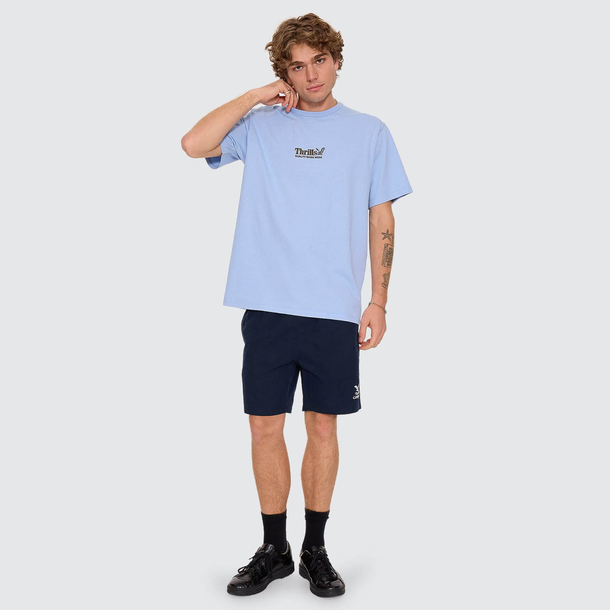 Workwear Embro Merch Fit Tee Placid Blue - Image 6