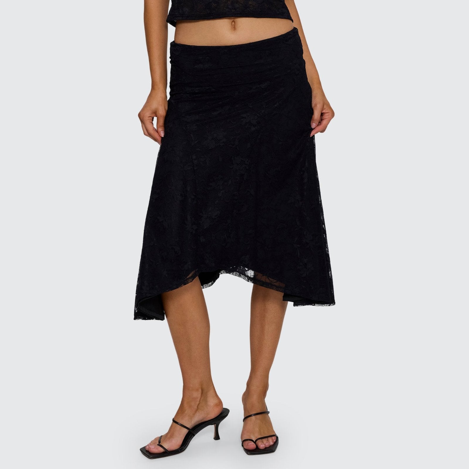 Womens Sienna Lace Midi Skirt Black - Image 6
