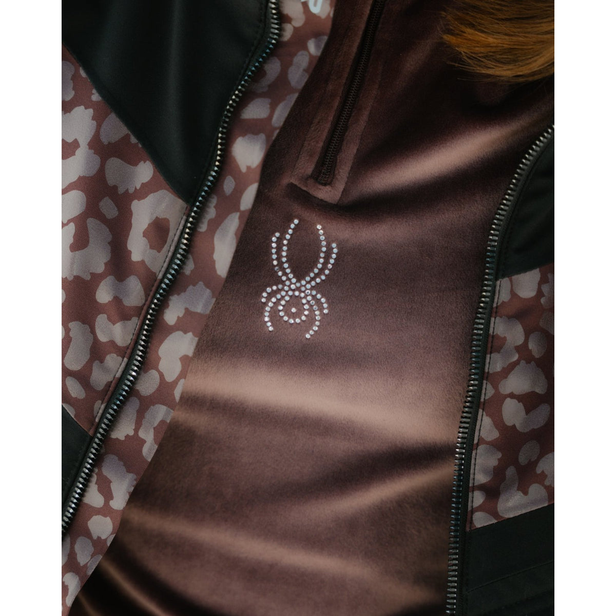 Womens Shimmer Bug Half Zip Mocha - Image 6