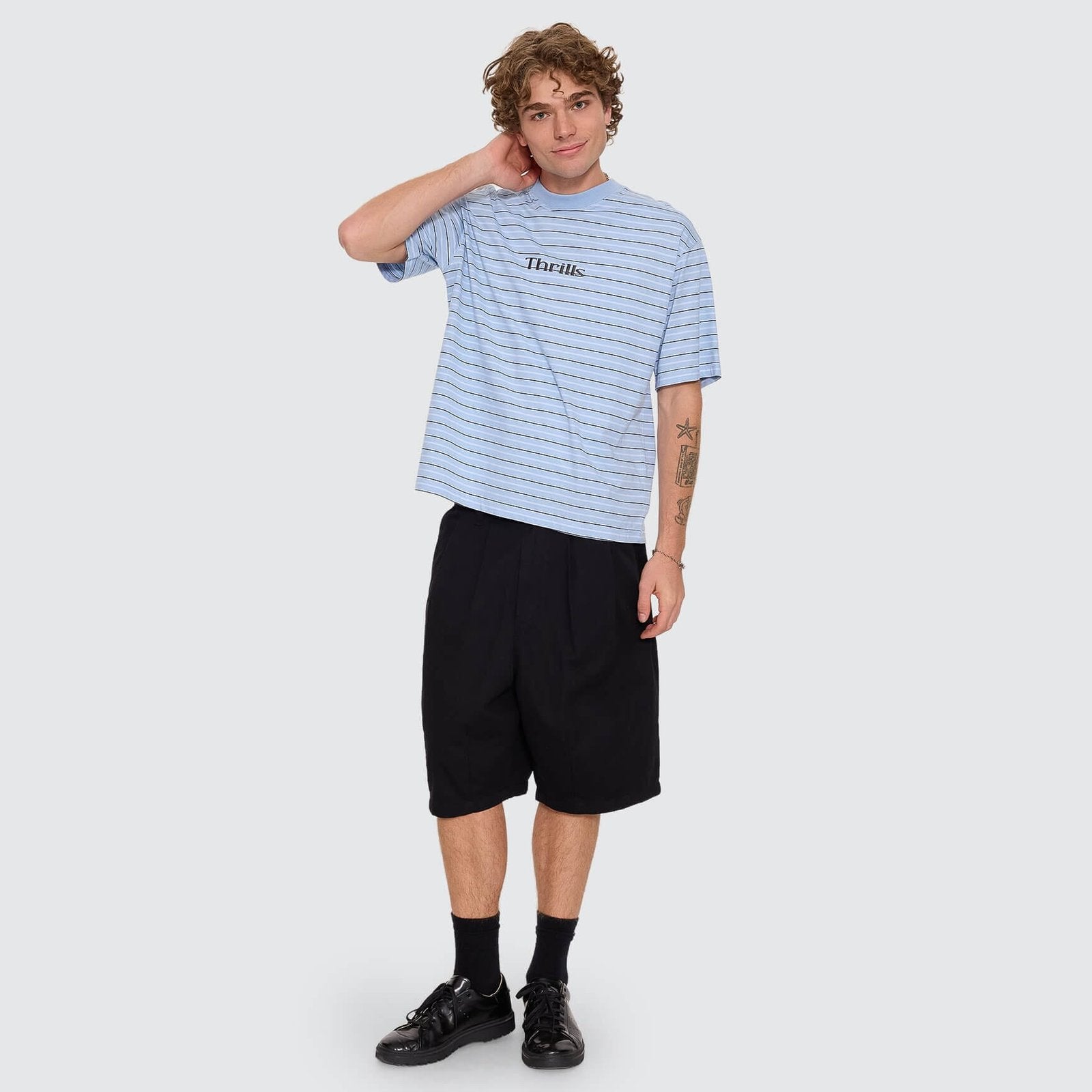 Flowers Of Tomorrow Stripe Box Crop Tee Placid Blue - Image 6