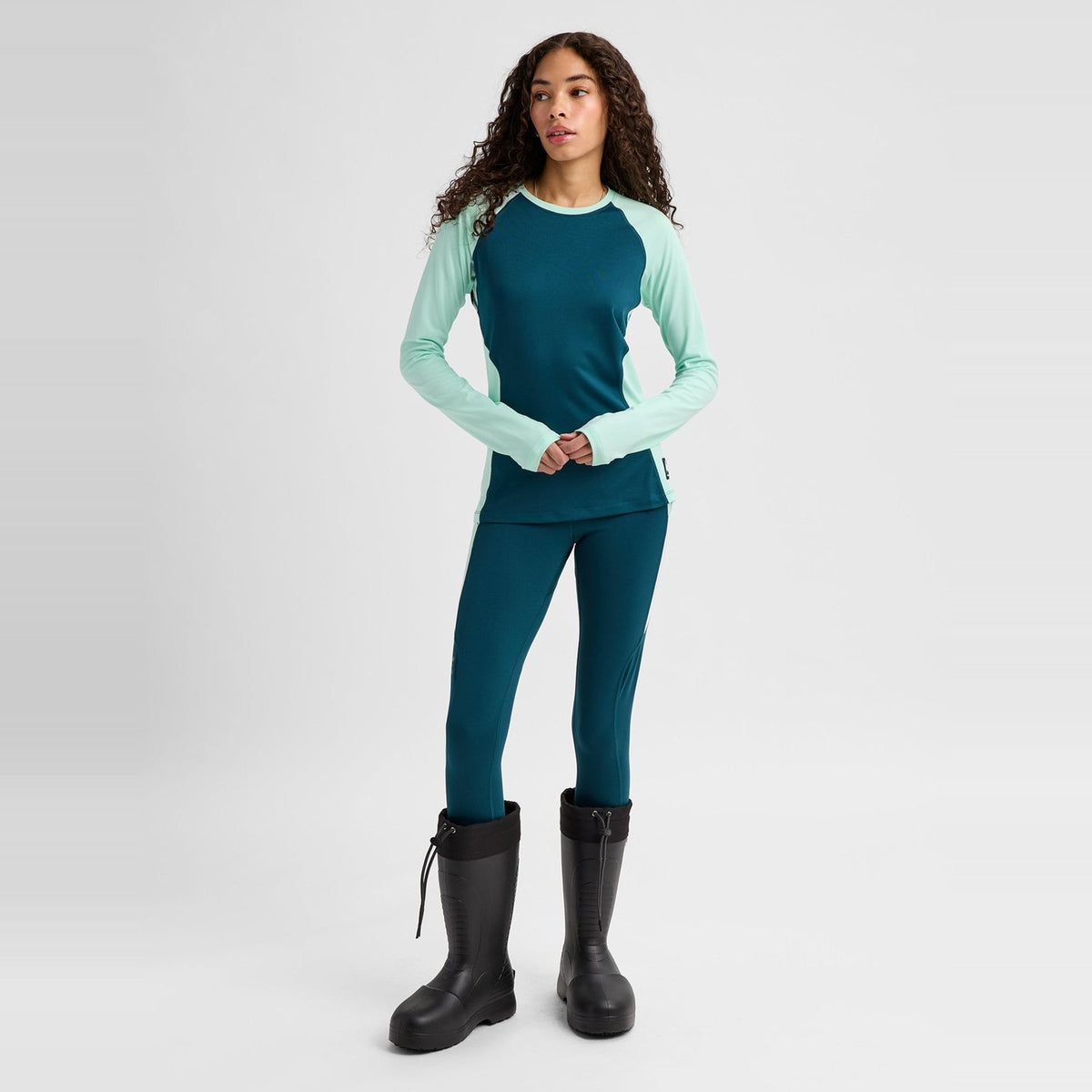 Womens Synthetic Midweight Base Layer Crew Atlantic Teal/Spring Frost - Image 6