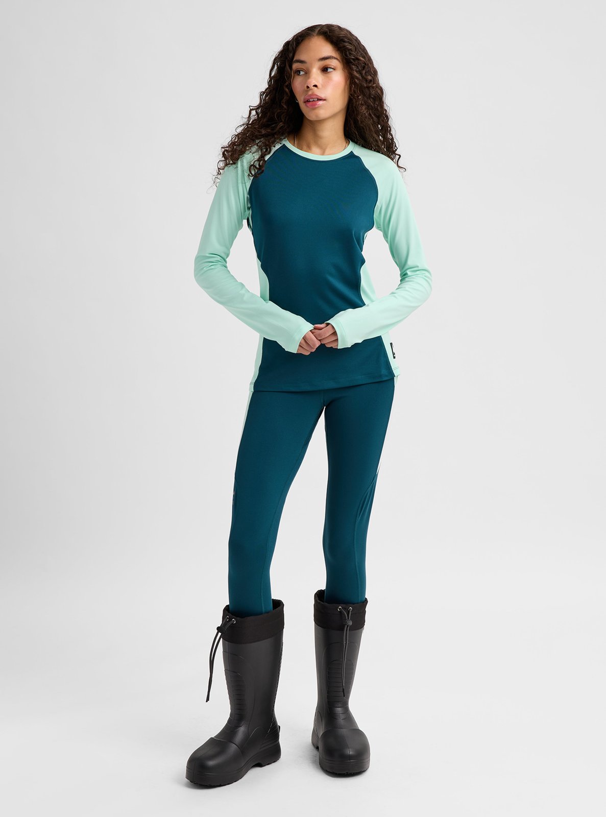 Womens Synthetic Midweight Base Layer Crew Atlantic Teal/Spring Frost - Image 6
