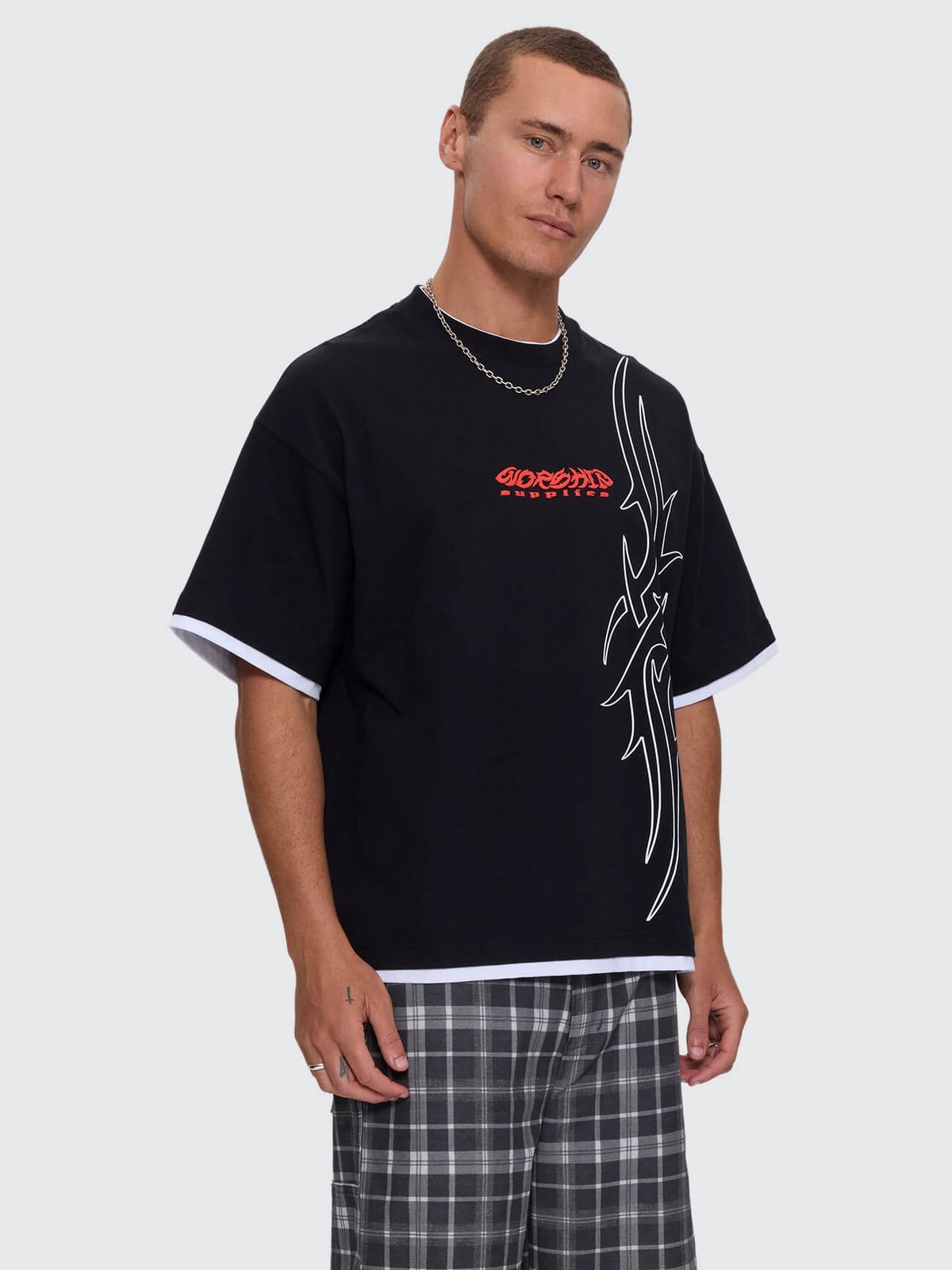 Pitted Box Crop Layer Tee Black - Image 6