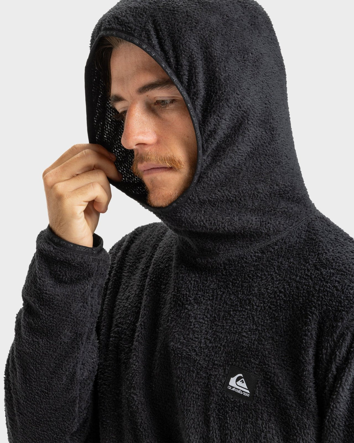 Mens Warm Up Pullover Hoodie Black - Image 6