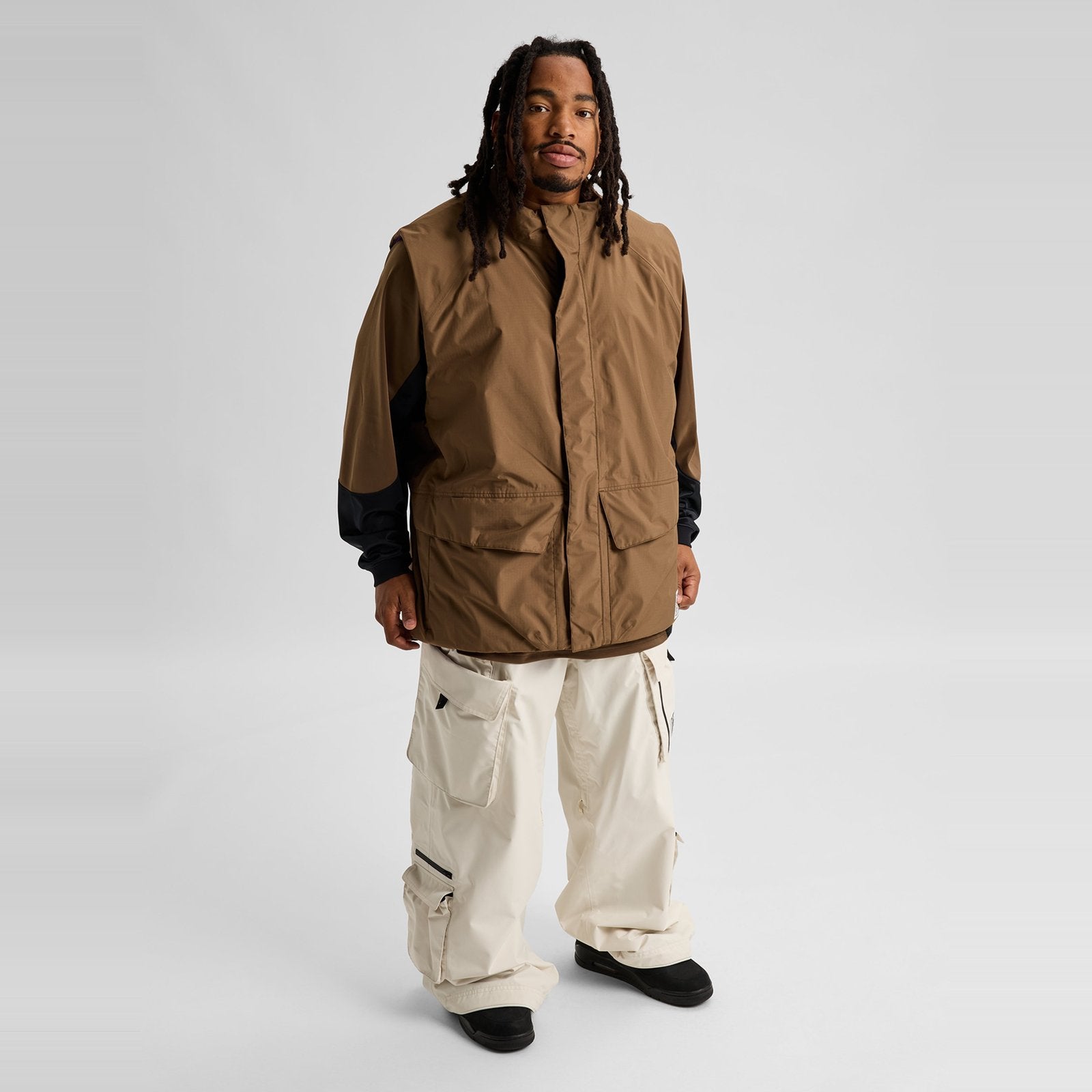 Mens Reversible Insulated Vest Earth Ship Brown - Image 7