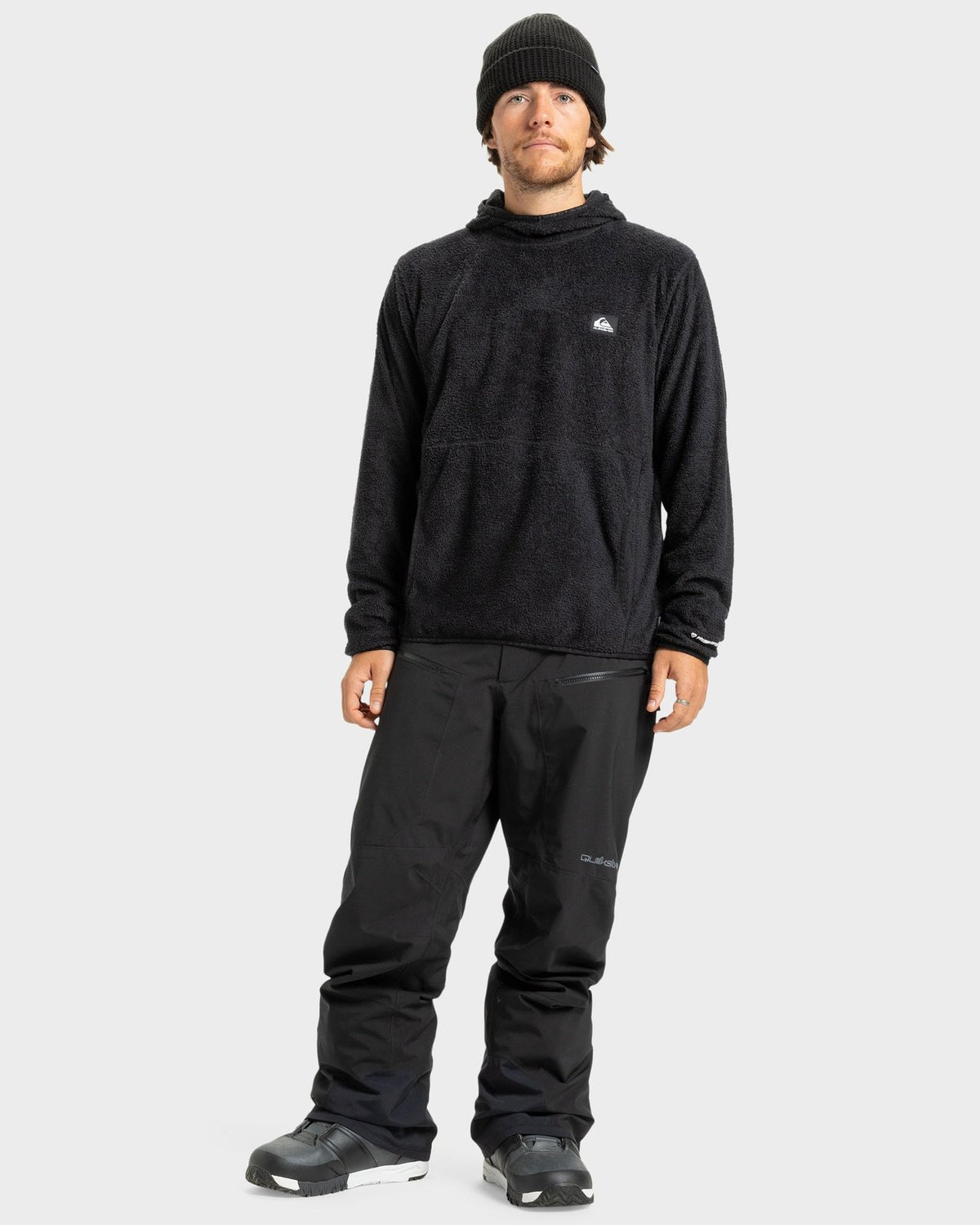 Mens Warm Up Pullover Hoodie Black - Image 7