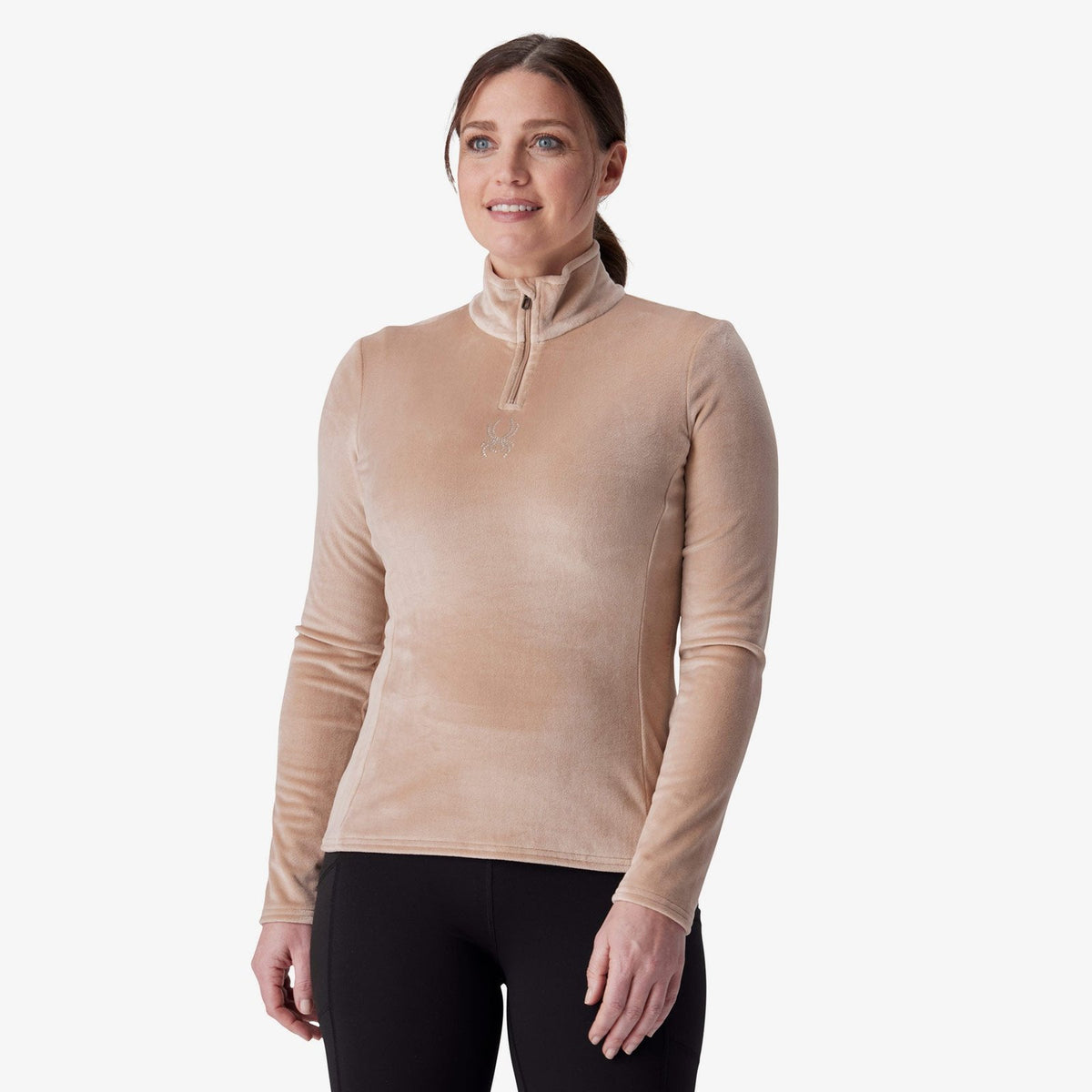 Womens Shimmer Bug Half Zip Tan - Image 8