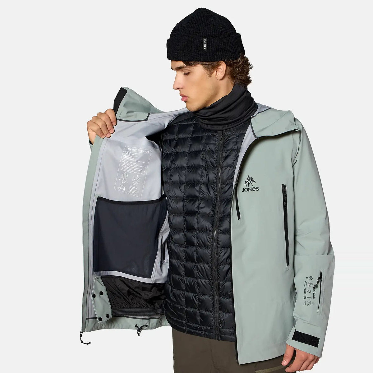 Mens Further 3L Stretch Snowboard Jacket Glacier - Image 8