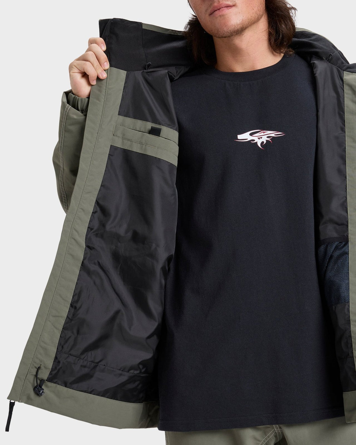 Mens Live Wire Snow Jacket Dusty Olive - Image 8