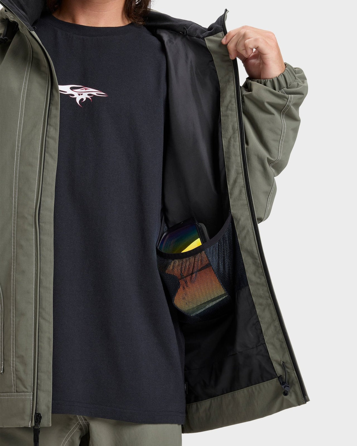 Mens Live Wire Snow Jacket Dusty Olive - Image 9