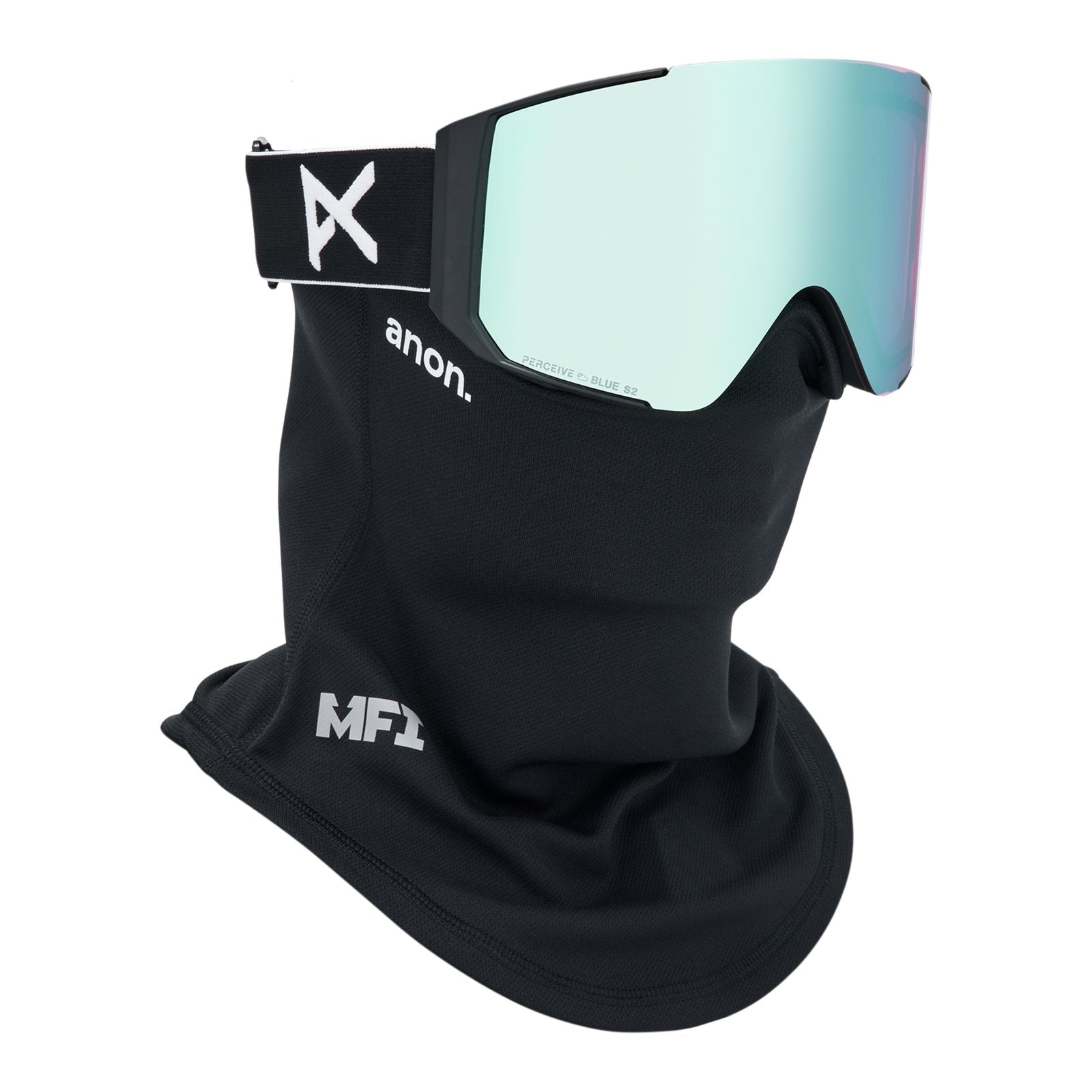 Sync Low Bridge Fit Goggles + Bonus Lens + Mfi Face Mask Black - Perceive Variable Blue Lens (21% / S2) w/ Perceive Cloudy Pink Lens (53% / S1) - Image 5
