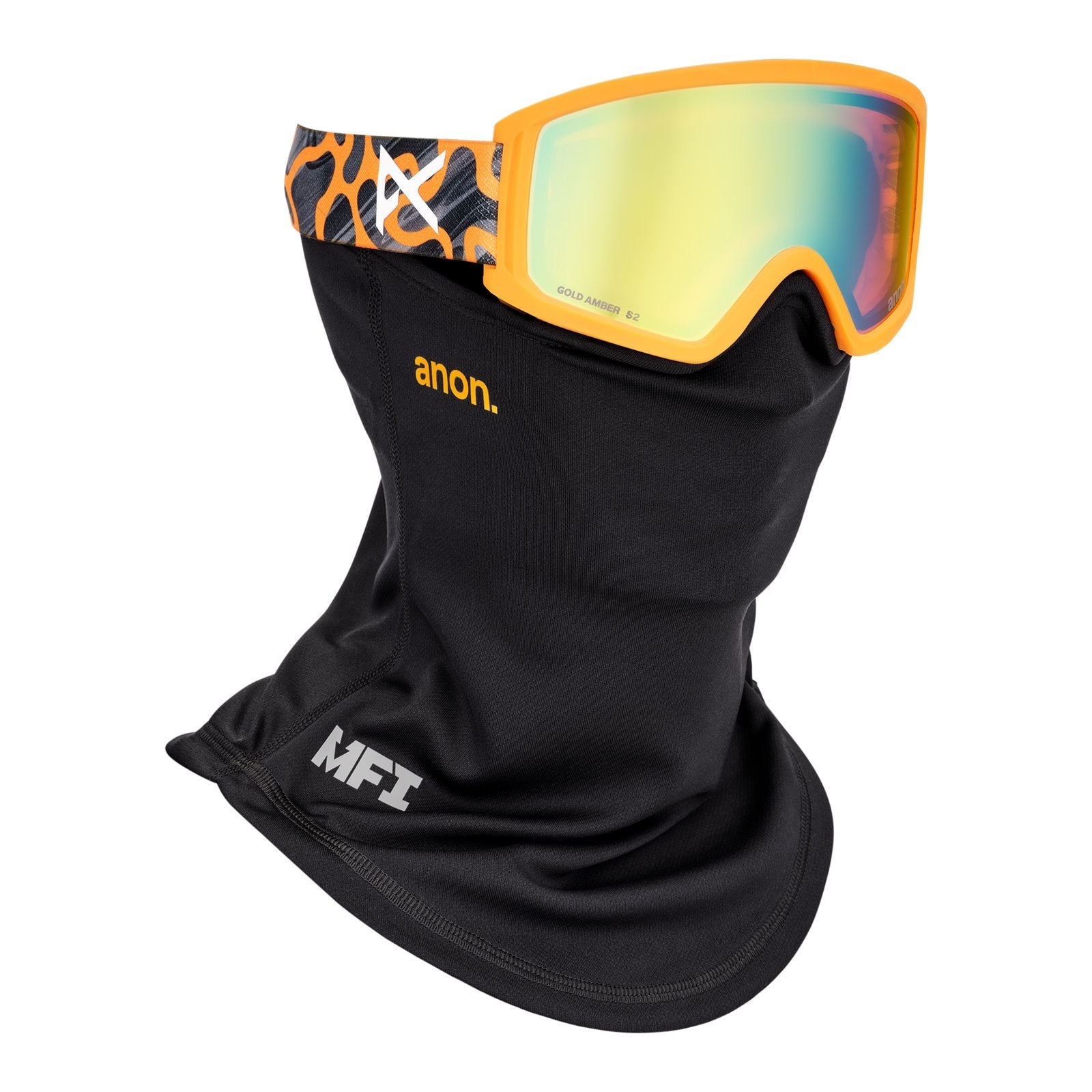Tracker 2.0 Low Bridge Fit Goggles + Mfi Face Mask Blobs - Gold Amber Lens (32% / S2) - Image 5