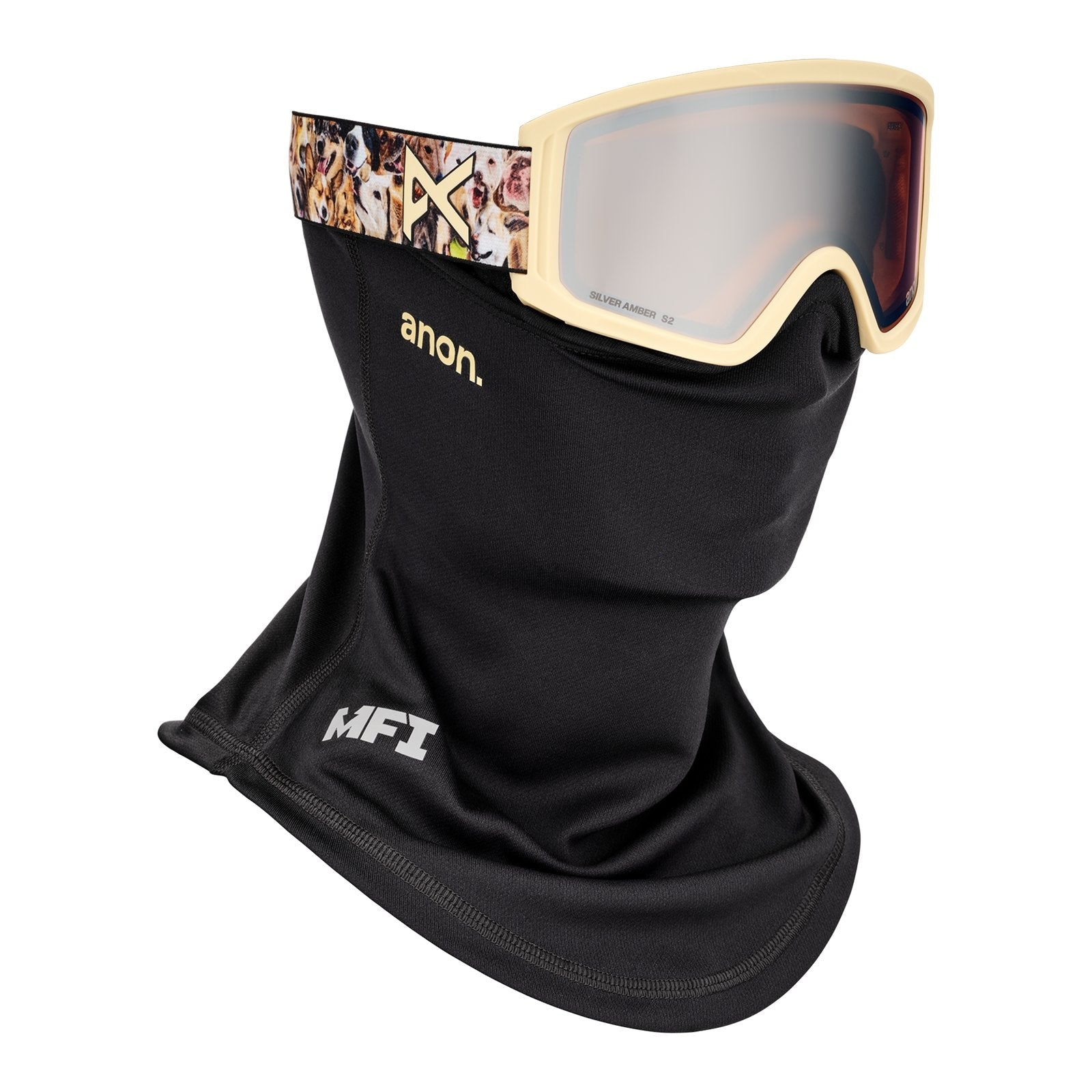 Tracker 2.0 Low Bridge Fit Goggles + Mfi Face Mask Shop Dogs - Silver Amber Lens (23% / S2) - Image 5