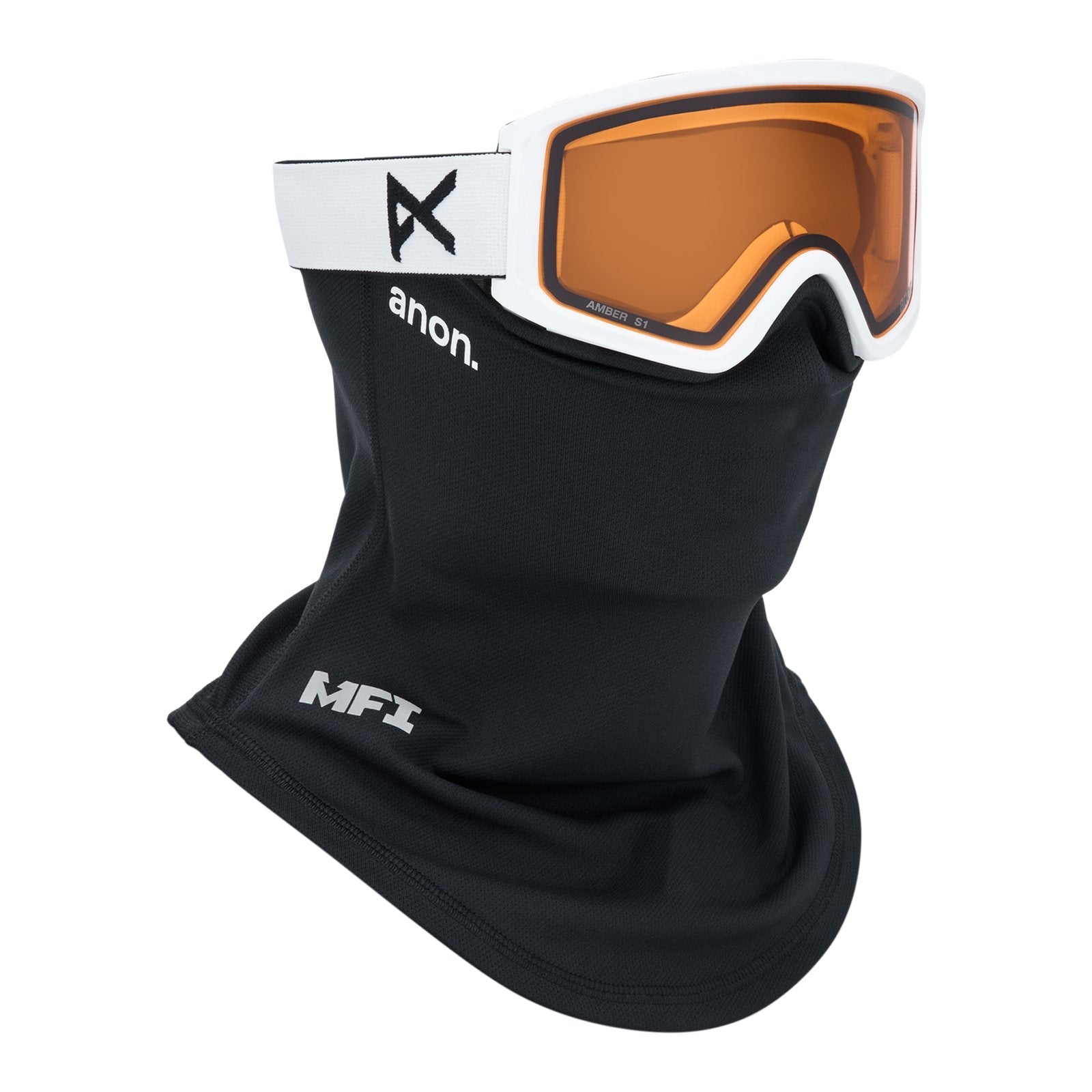 Tracker 2.0 Low Bridge Fit Goggles + Mfi Face Mask White - Amber Lens (55% / S1) - Image 5