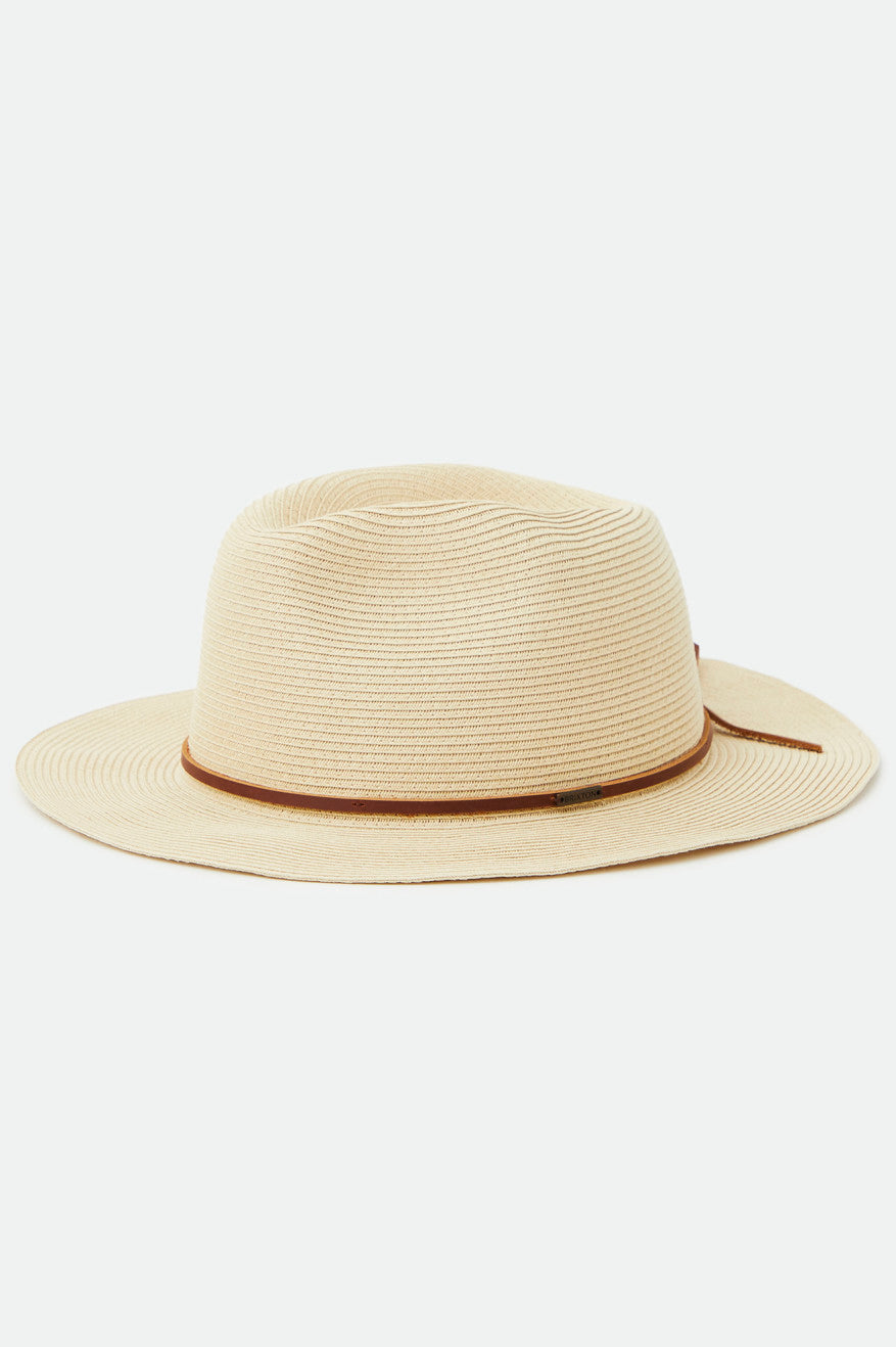 Wesley Straw Packable Fedora Tan - Image 1