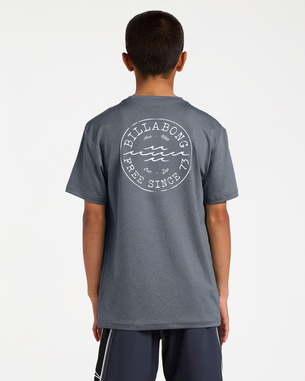 Boys Big Wave Daz Loose Fit Rash Vest Navy Heather - Image 2