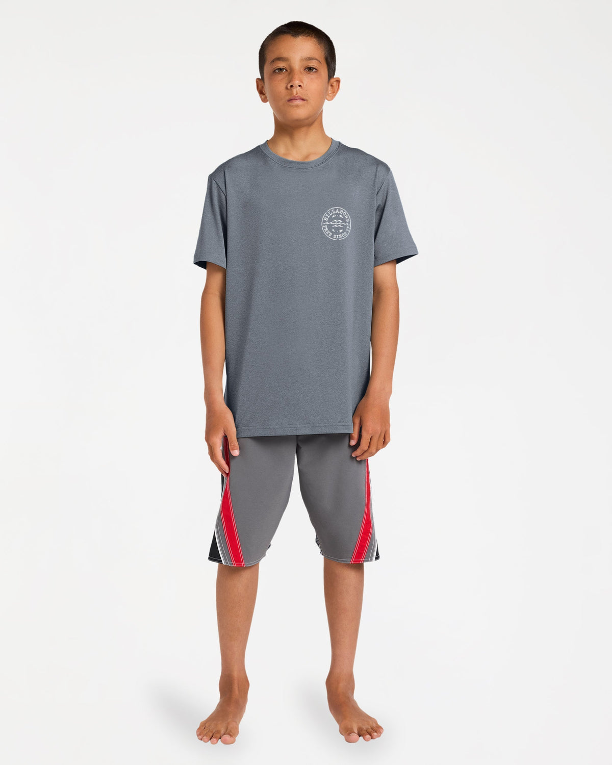 Boys Big Wave Daz Loose Fit Rash Vest Navy Heather - Image 5