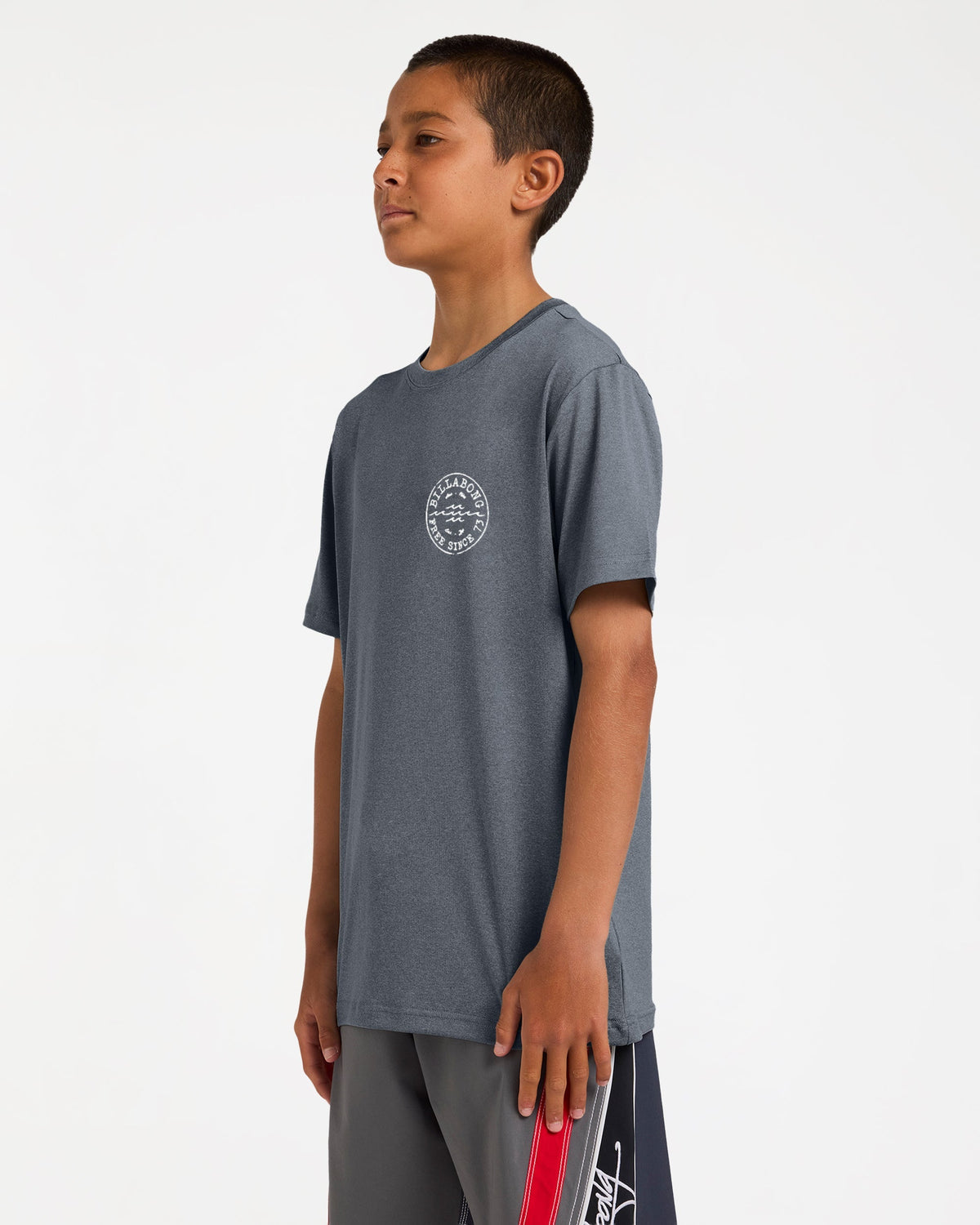 Boys Big Wave Daz Loose Fit Rash Vest Navy Heather - Image 3