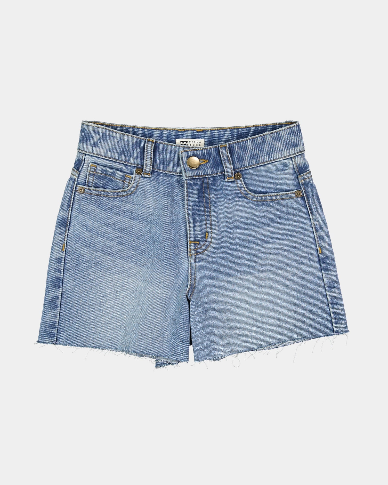 Kids Miley Denim Shorts Faded Indigo Fray - Image 1